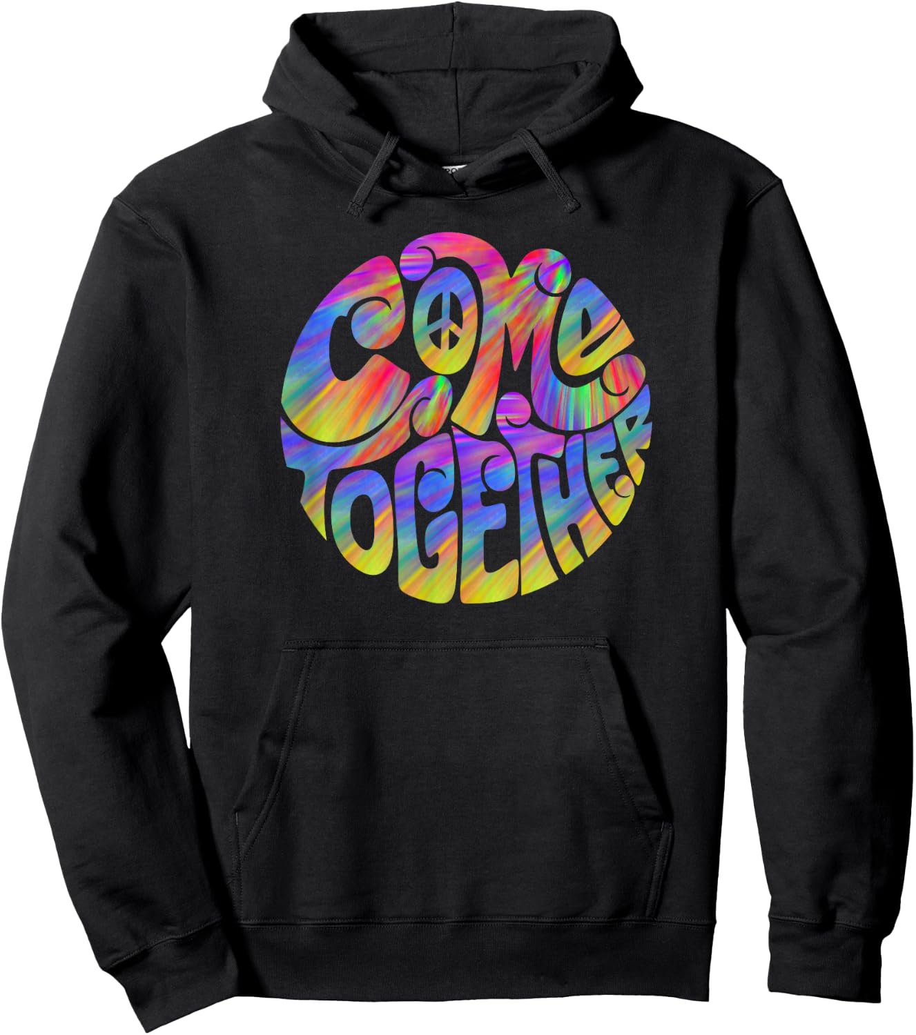 Colorful Come Together Peace Design Hoodie - Hoodie | Black