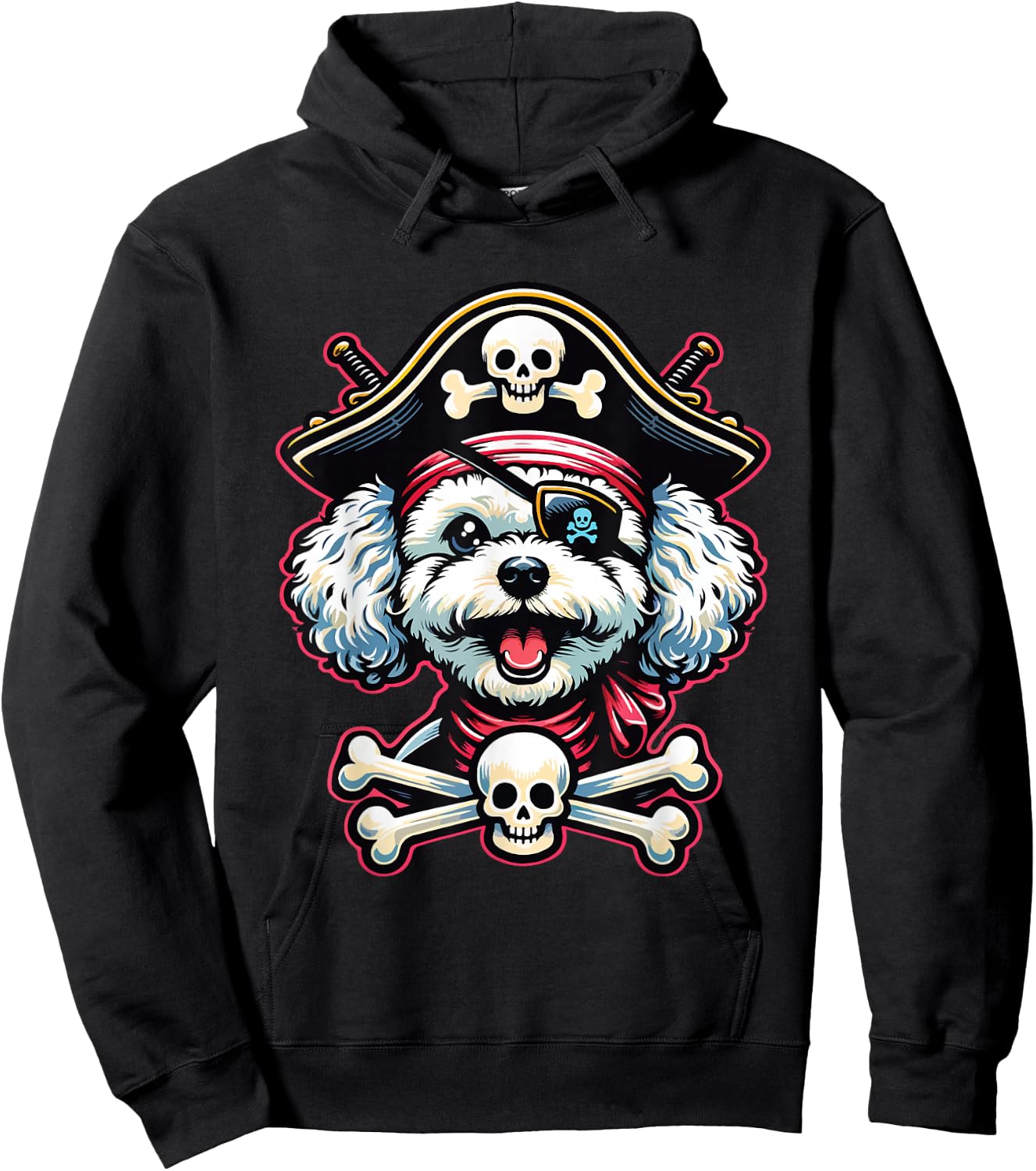 Maltese Poodle Sea Dog Pirate Dog Funny Captain Halloween Hoodie - Hoodie | Black