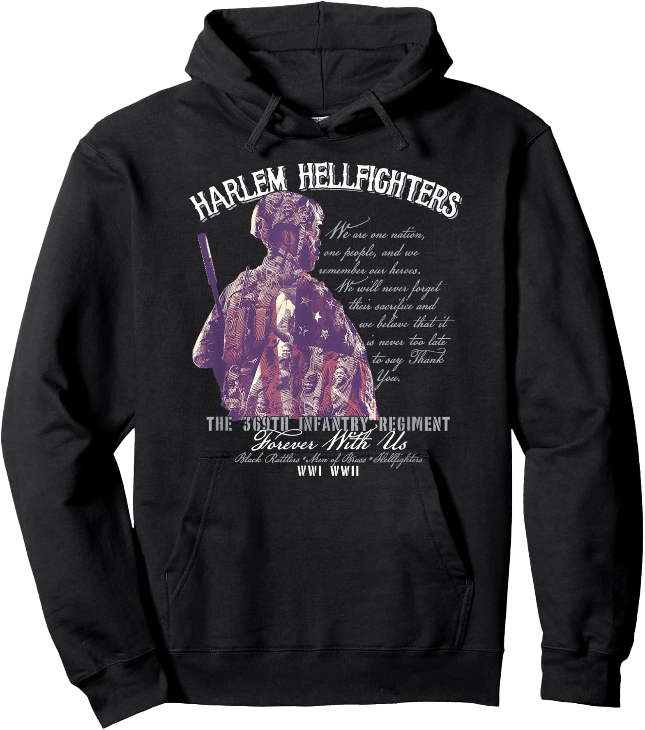 Harlem Hellfighters Soldiers Vintage Black Military History Hoodie - Hoodie | Black