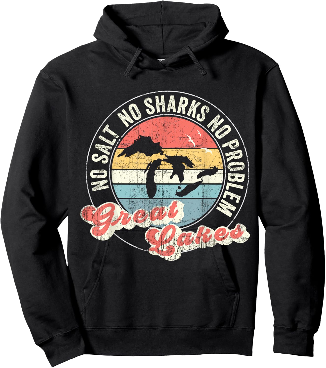Vintage Great Lakes No Salt, No Sharks, No Problem Hoodie - Hoodie | Black