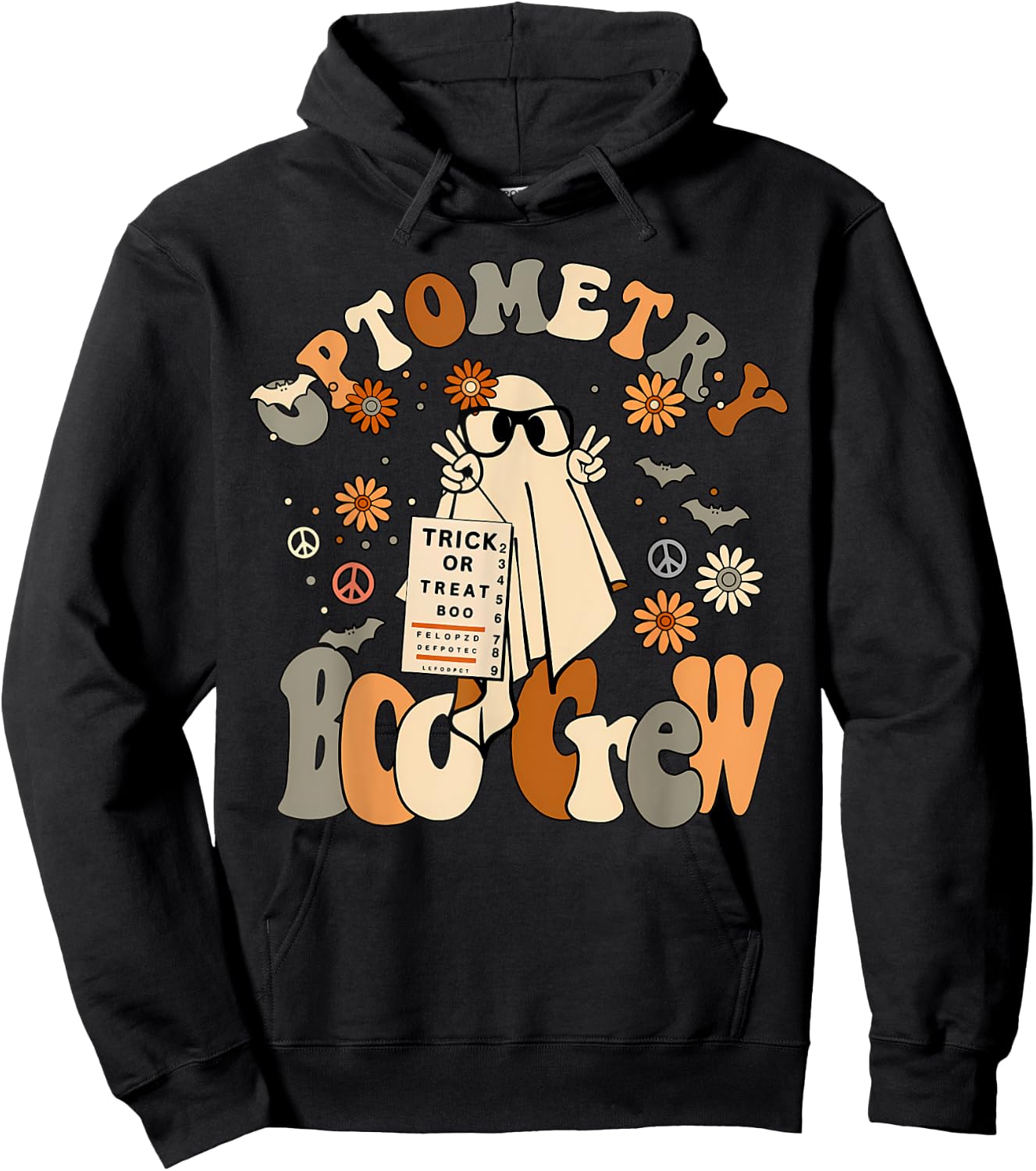 Spooky Optometry Boo Crew Ghost Halloween Eye Doctor Hoodie - Hoodie | Black