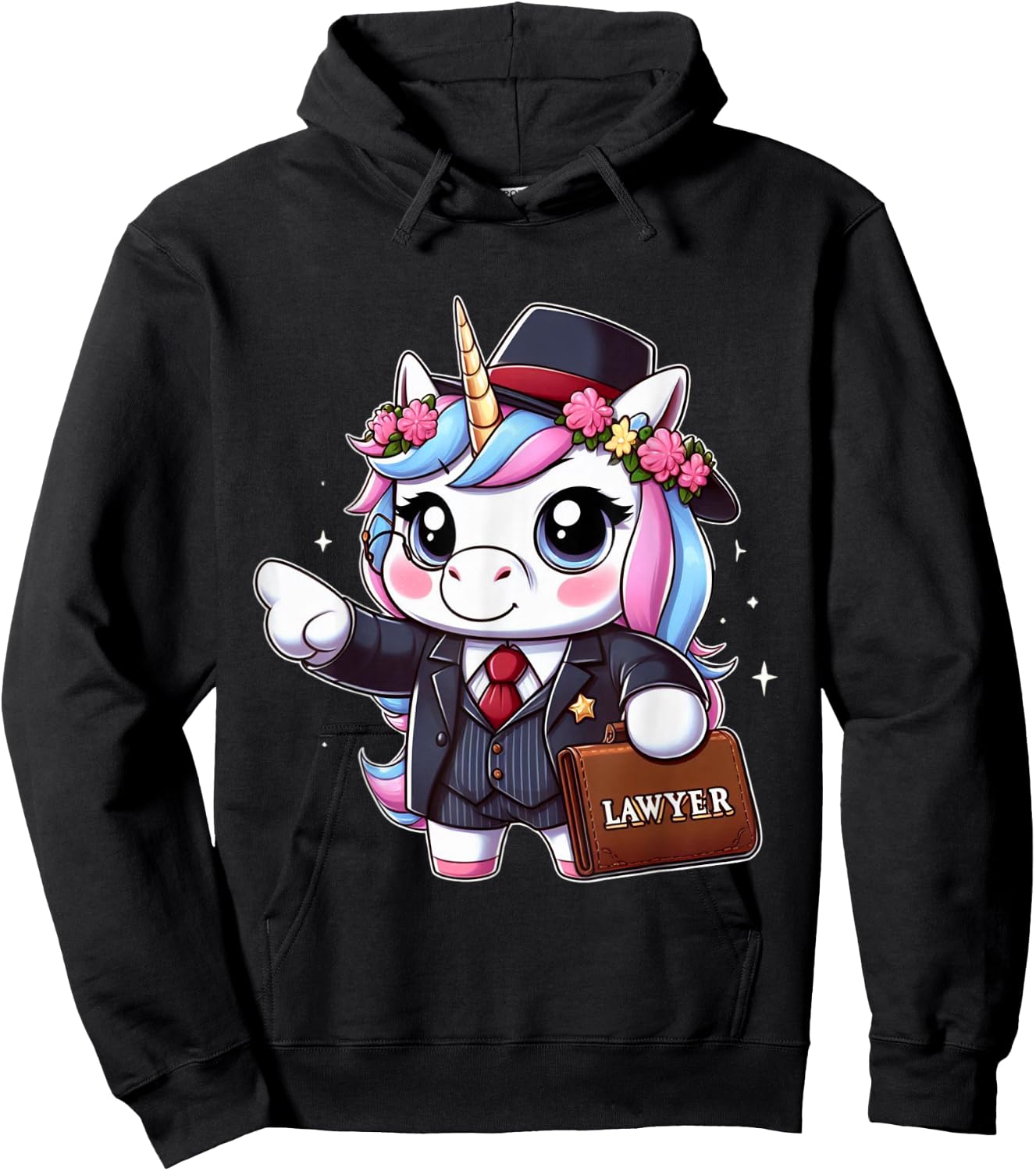 Lawyer Unicorn Kids Girls Women Rainbow Lawyers Hoodie - Hoodie | Black