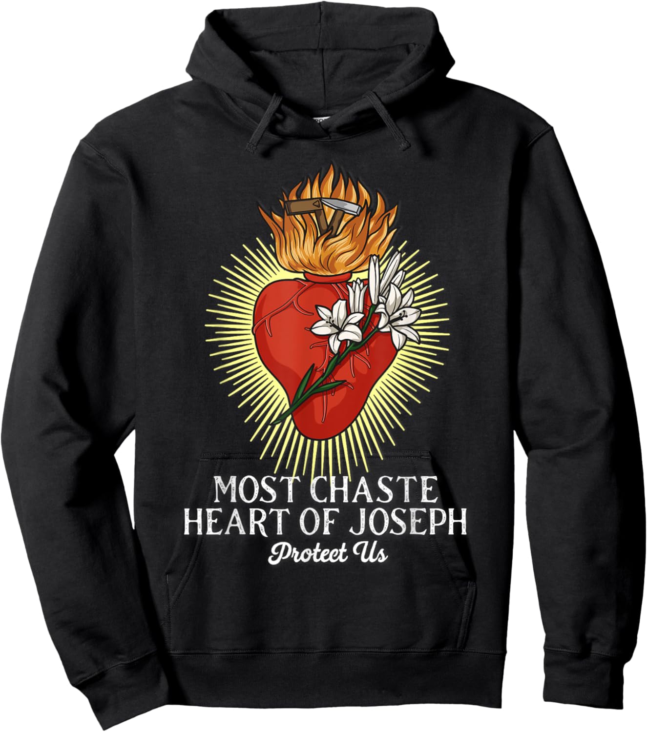 The Most Chaste Heart of Saint Joseph Traditional Catholic Hoodie - Hoodie | Black