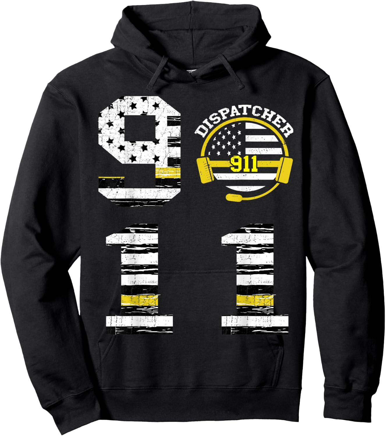 911 Dispatcher Operator Thin Yellow Line Love Dispatch Hoodie - Hoodie | Black