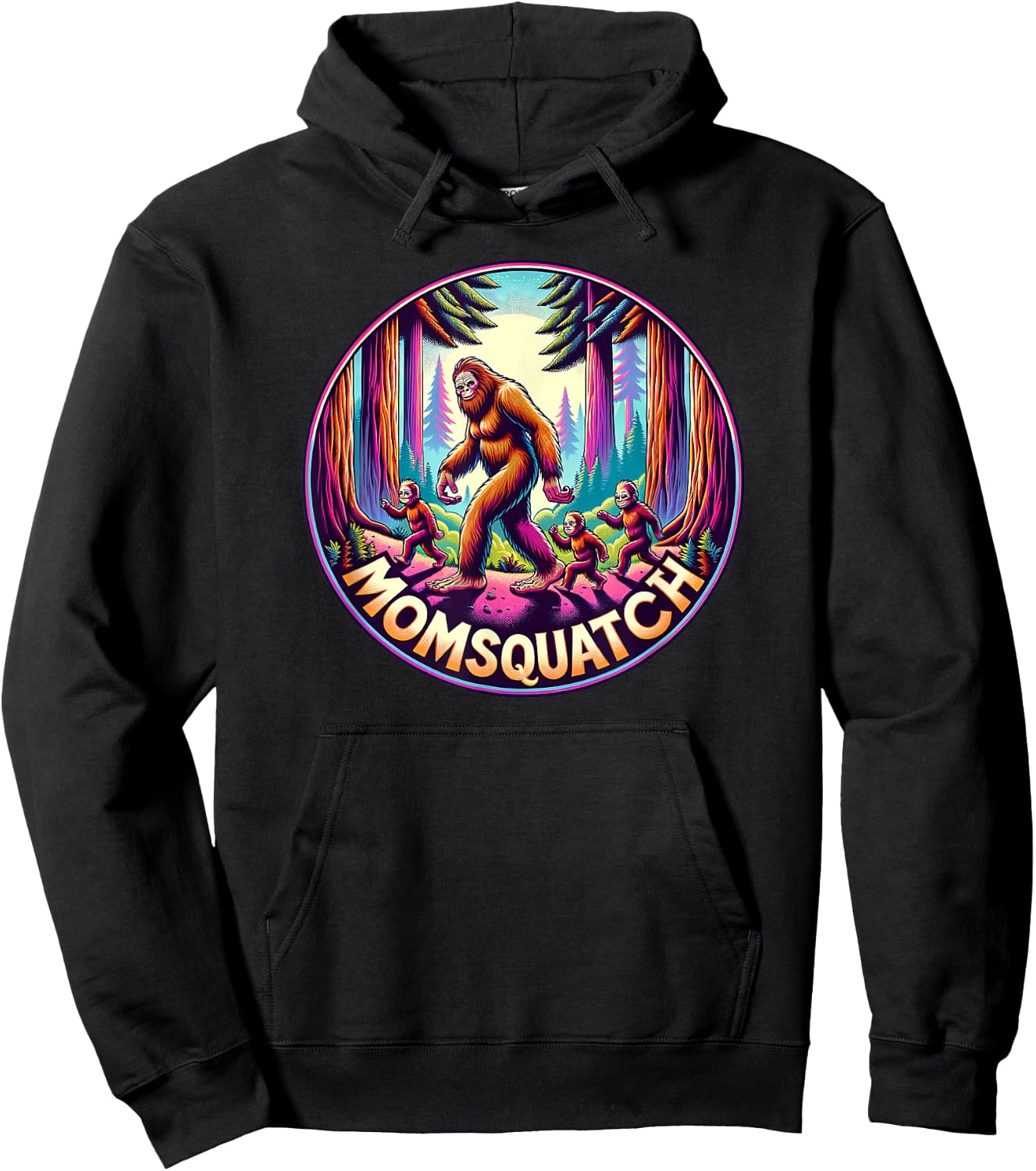 Momsquatch Cryptid Mom Bigfoot Mama Sasquatch Squatch Mother Hoodie - Hoodie | Black