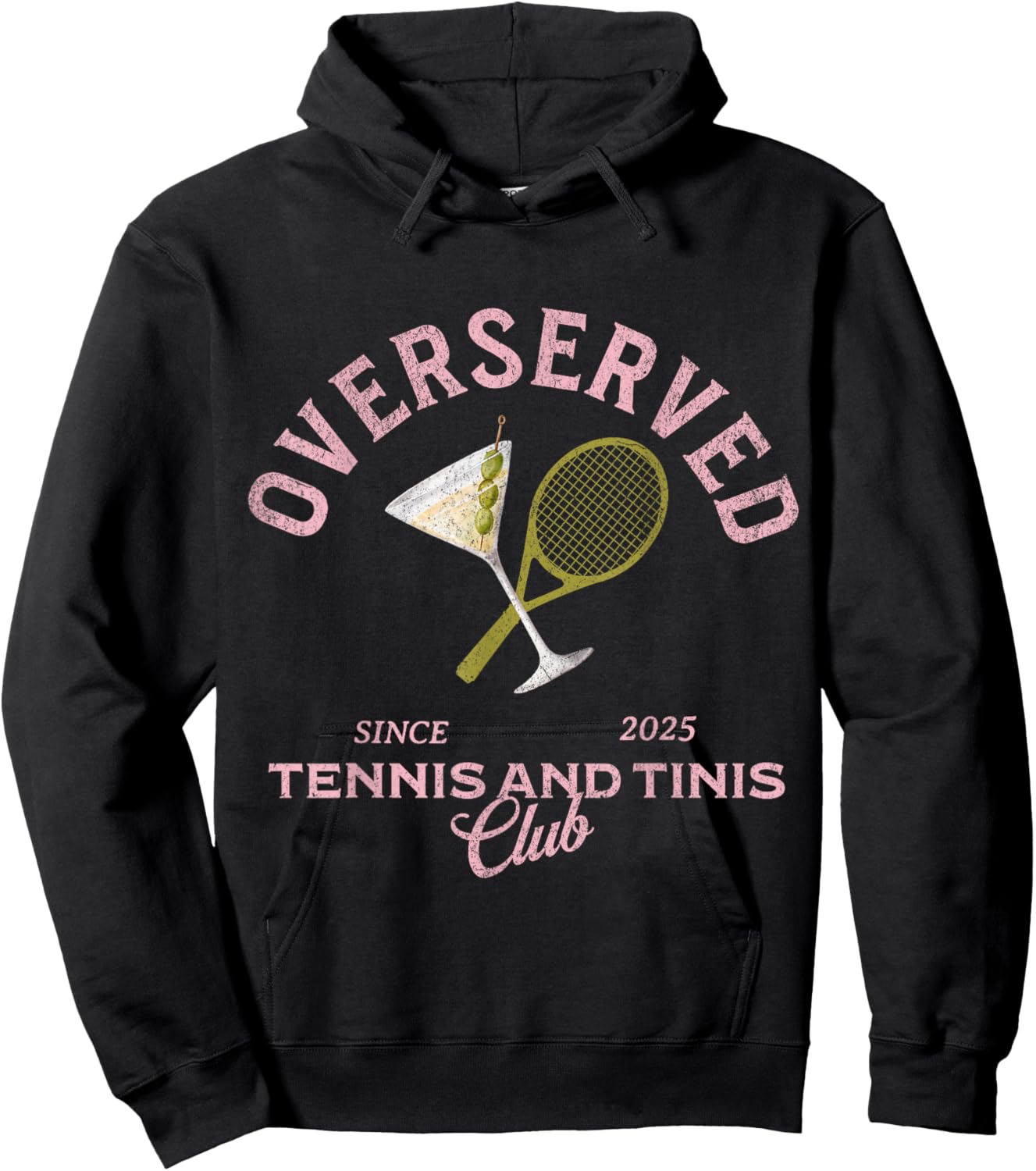 Overserved tennis and tinis 2025 bachelorette girls trip Hoodie - Hoodie | Black