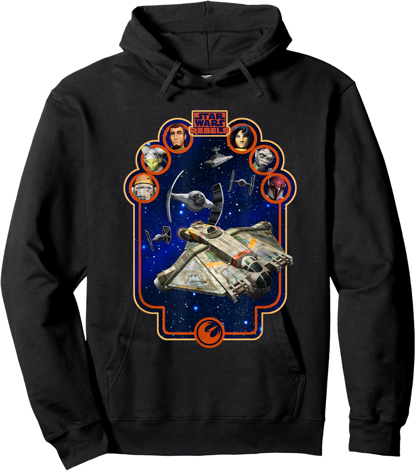 Star Wars Rebels TIE Fighters Chasing Ghost Ship Poster Hoodie - Hoodie | Black