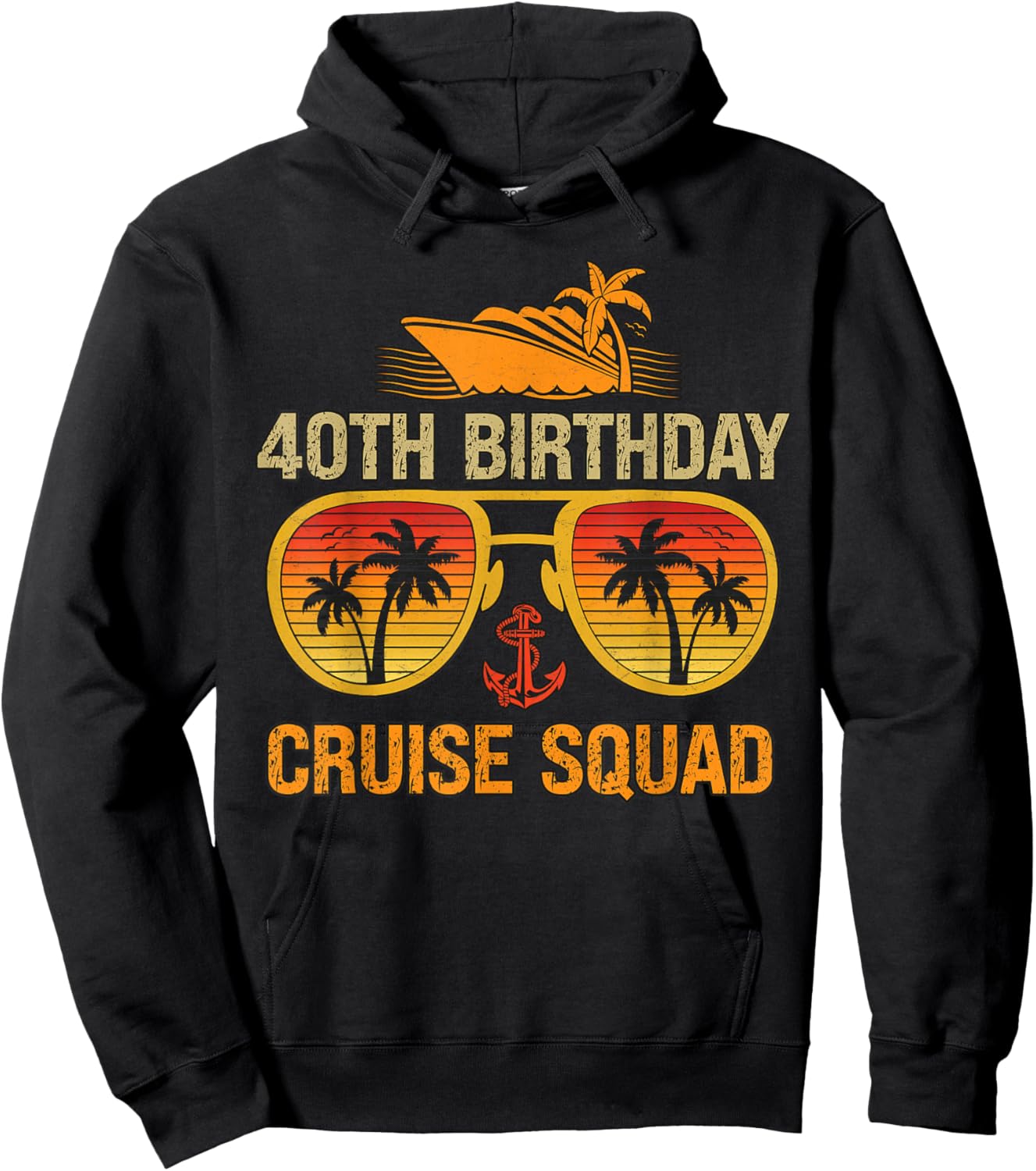 40 Years old Crew 40th Birthday Cruise Squad Matching Party Hoodie - Hoodie | Black
