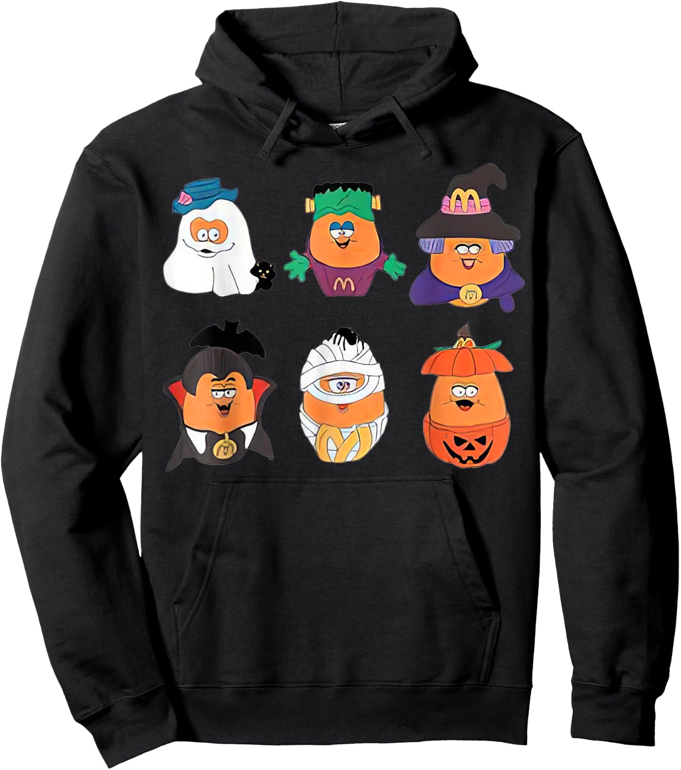 Chicken Nugget Halloween Retro 90S Pumpkin Boo Hoodie - Hoodie | Black