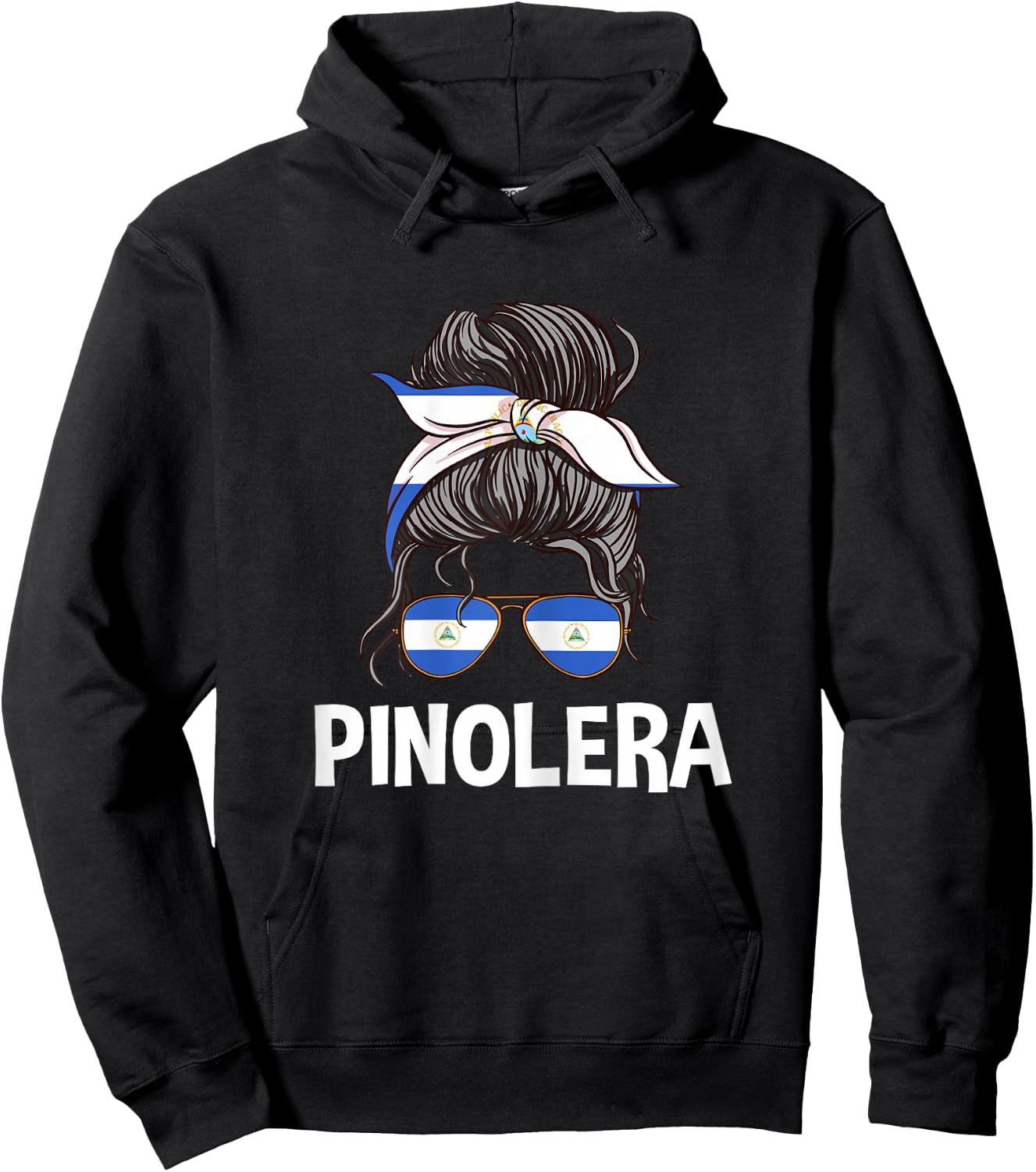 Pinolera Messy Bun Chica Nicaragua Women Nicaraguan Pride Hoodie - Hoodie | Black