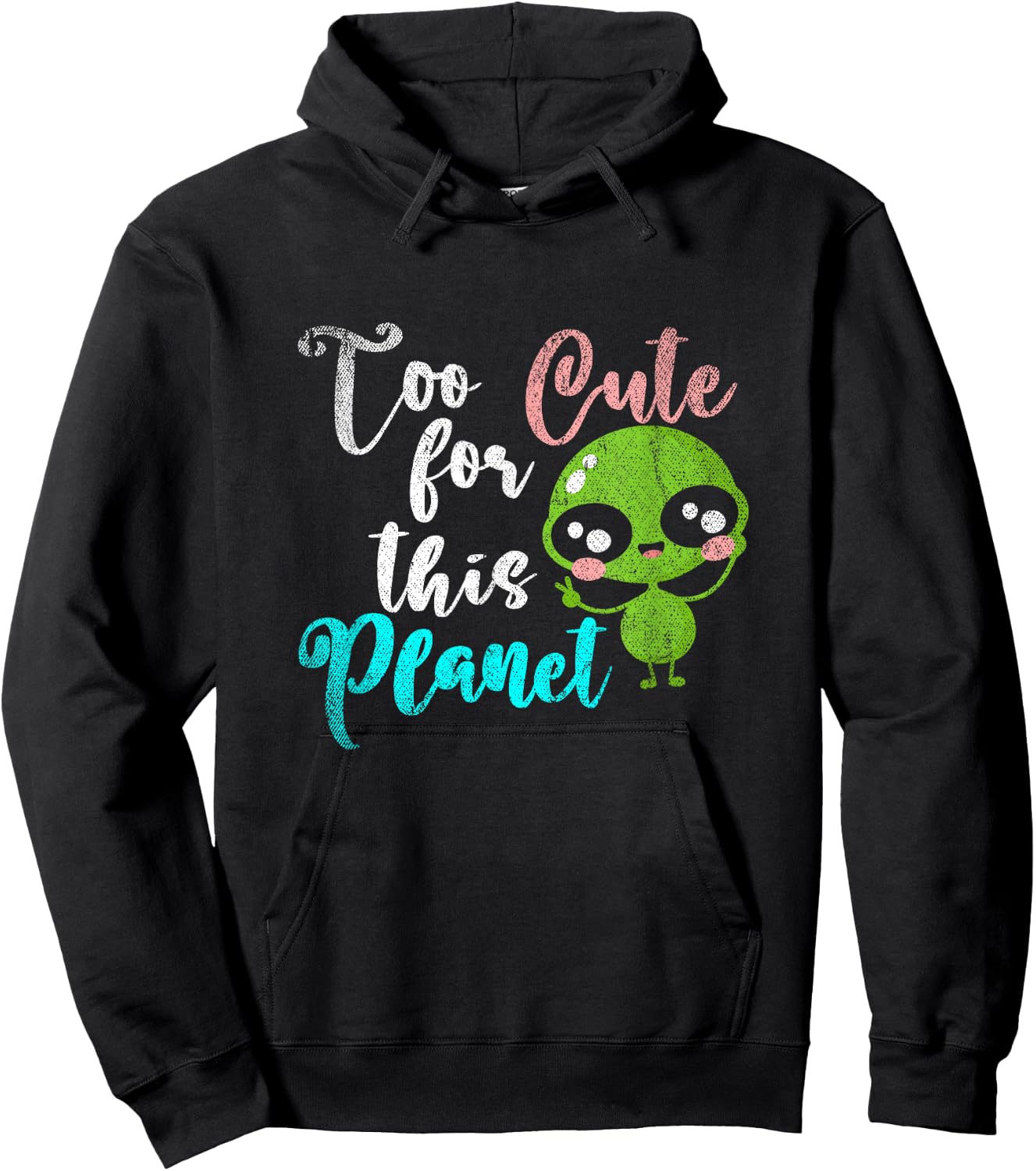 Funny UFO Women Girls Kids Gift Cute Alien Hoodie - Hoodie | Black