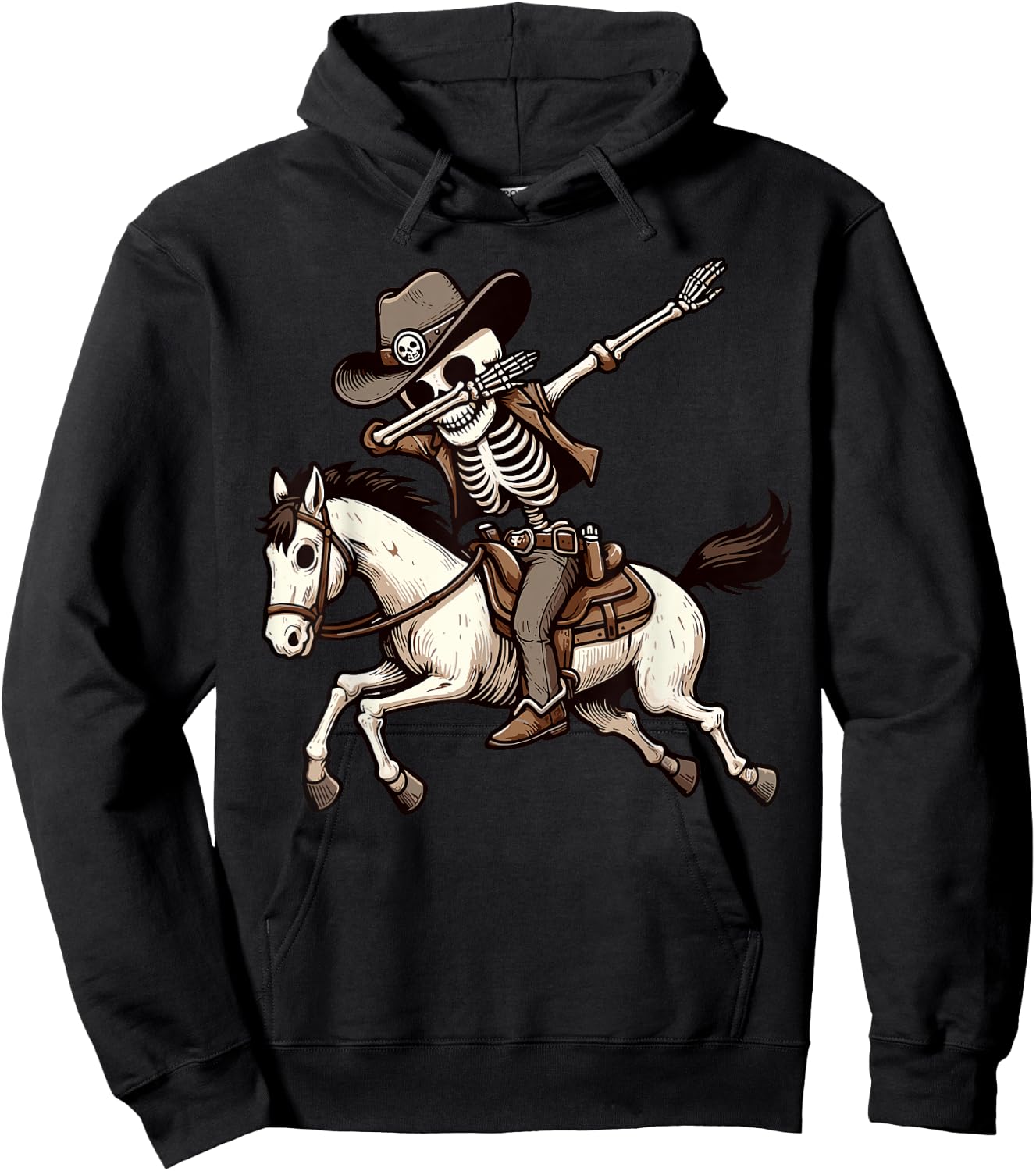 Dabbing Skeleton Cowboy Halloween Costume Kids Boys Men Dab Hoodie - Hoodie | Black