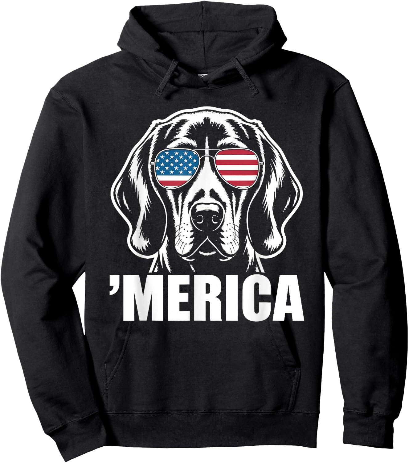 Patriotic USA American Flag 4th of July Redbone Coonhound Hoodie - Hoodie | Black