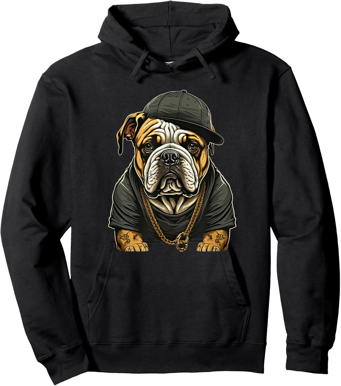 Funny Bulldog Dog Rap Hip-hop Rapper R&B Men Women Girls Kids Hoodie - Hoodie | Black
