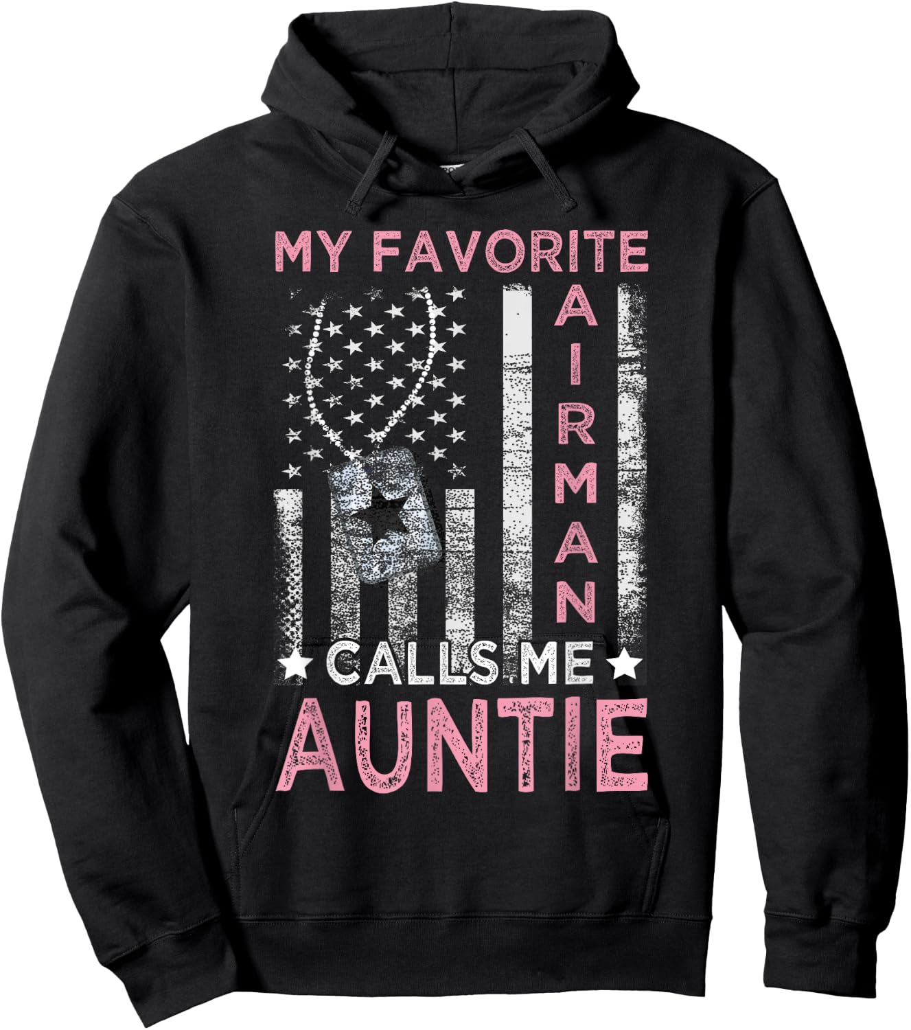 Proud Airman Auntie 4th Of July Independence Day Women's Auntie Airman Graduation - Black, Small Hoodie - Hoodie | Black