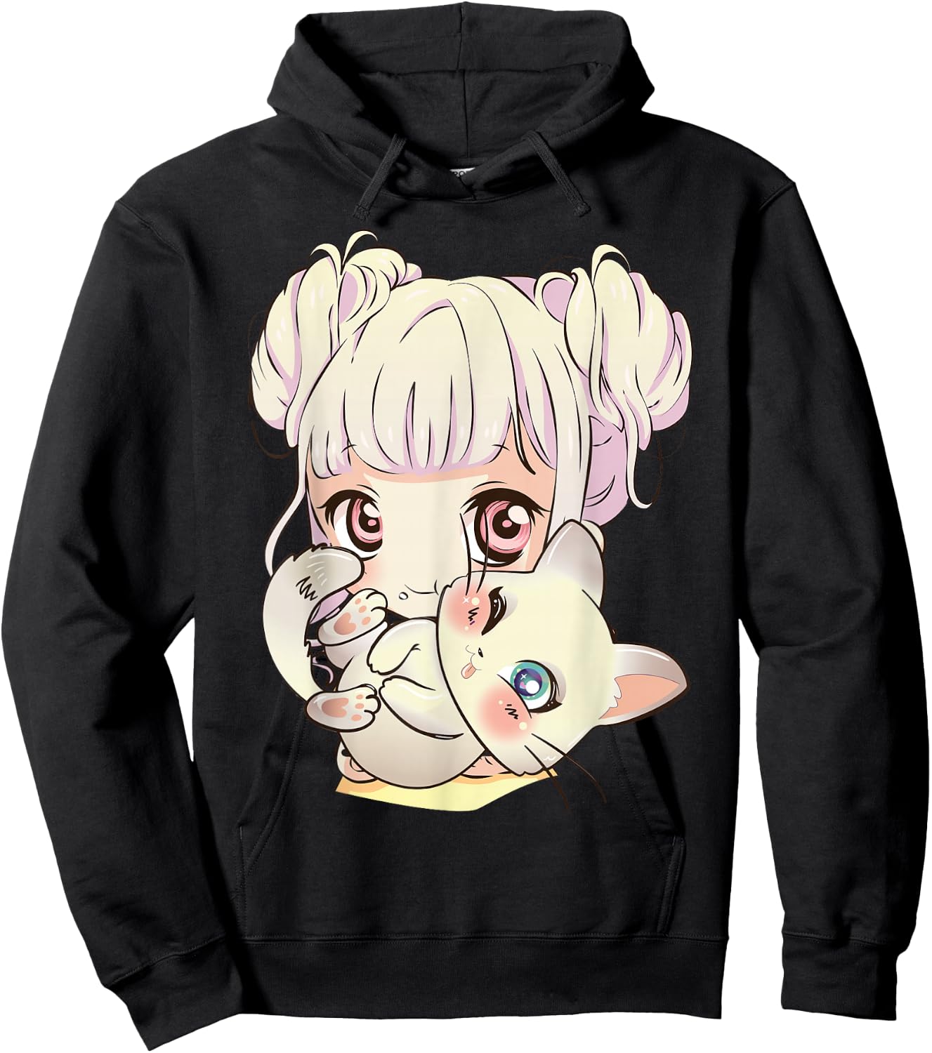 Cute Anime and Cats for Teen Manga Kawaii Graphic Otaku Hoodie - Hoodie | Black