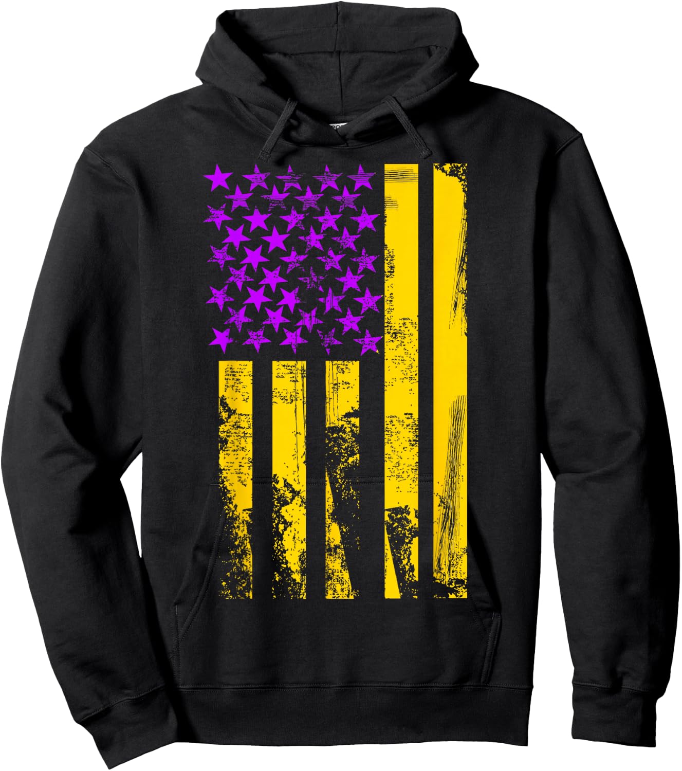 Purple Gold USA American Flag Patriotic Hoodie - Hoodie | Black