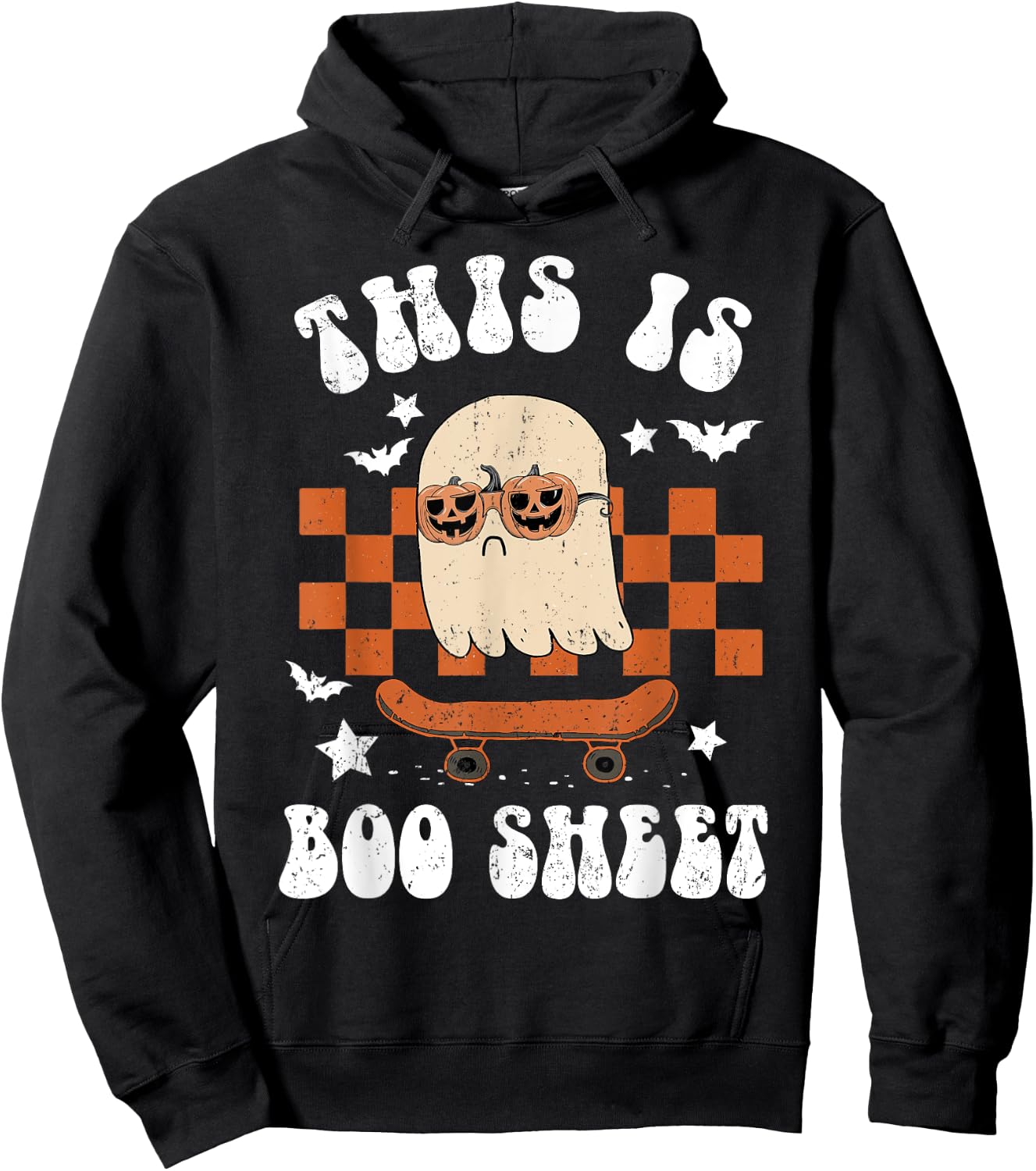 Cute Ghost Skateboarding This is Boo Sheet Halloween Costume Hoodie - Hoodie | Black