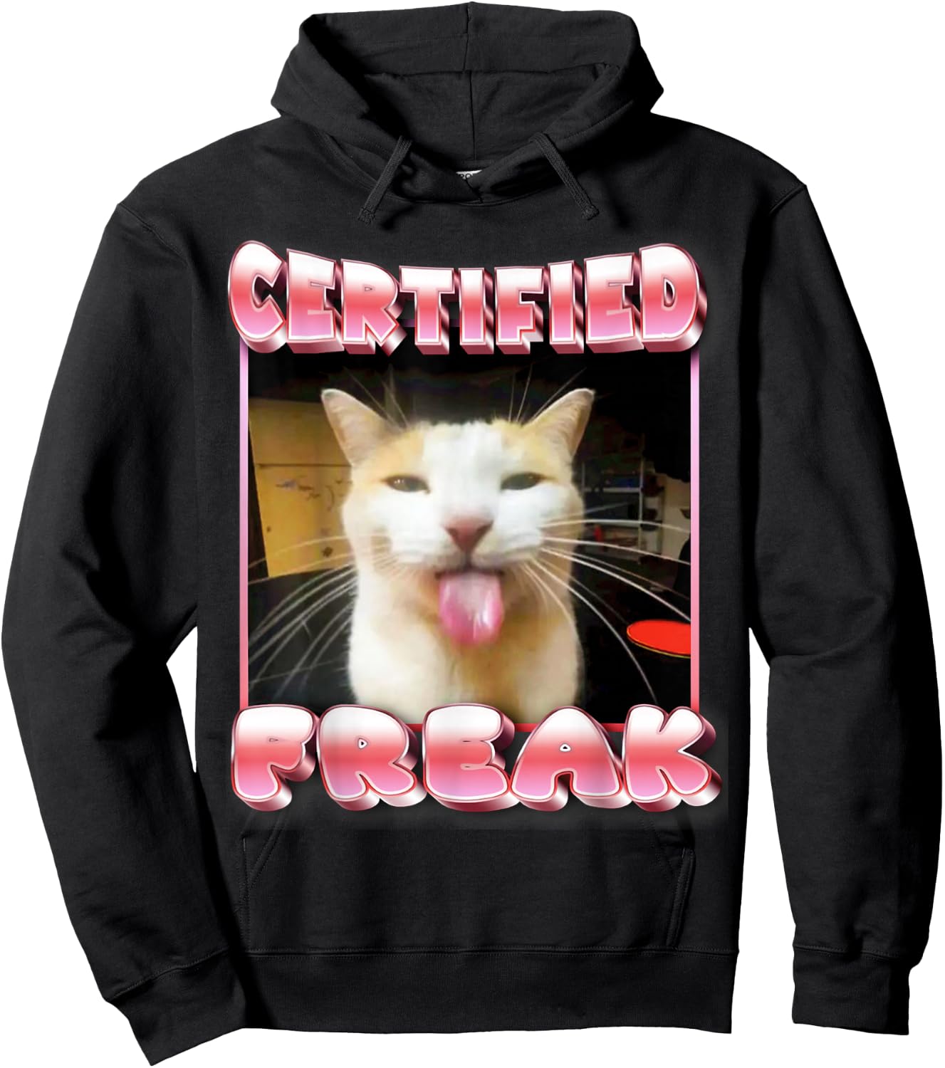 funny cat meme - Certified Freak Funny Cat Meme Hoodie - Hoodie | Black