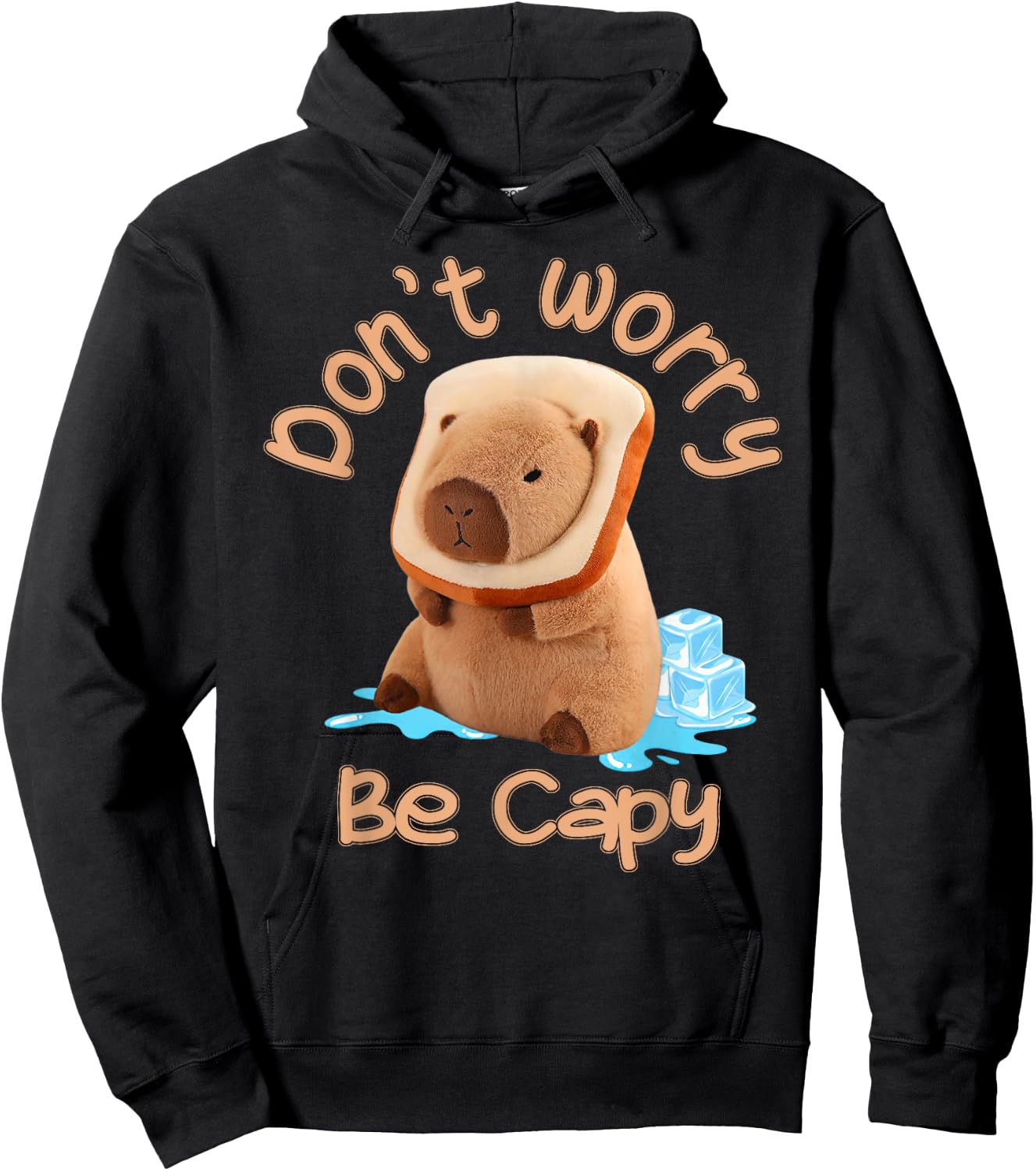 Capybara Don't Worry Be Capy Distressed Hoodie - Hoodie | Black