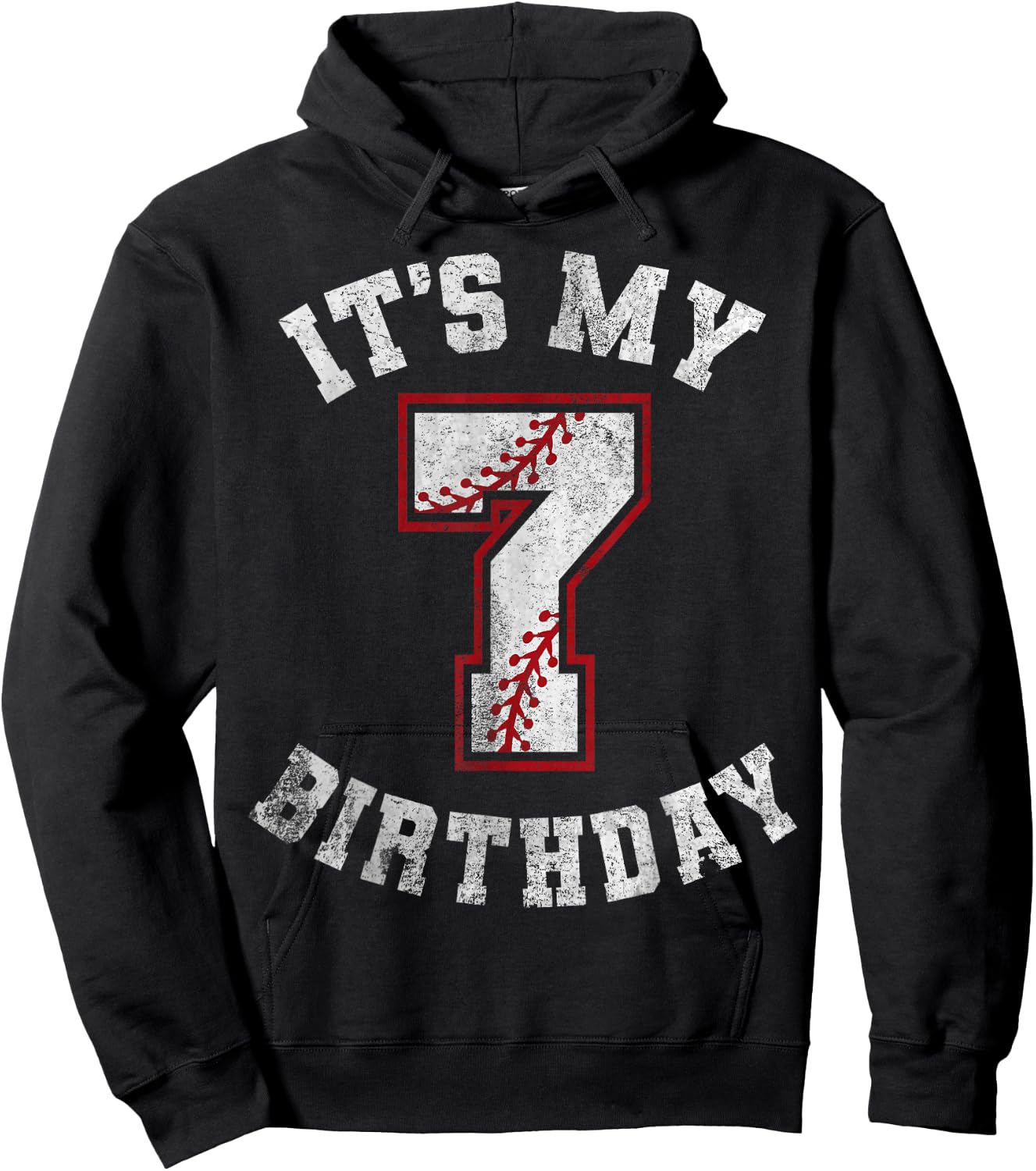 It's My 7th Birthday Baseball 7 Year Old Birthday Boys Kids Hoodie - Hoodie | Black
