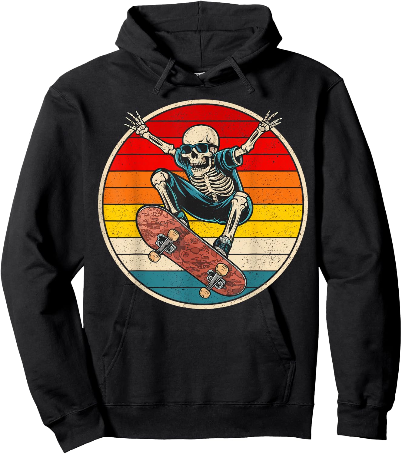Retro Skateboarding Skateboard Skeleton Skateboarder Street Hoodie - Hoodie | Black