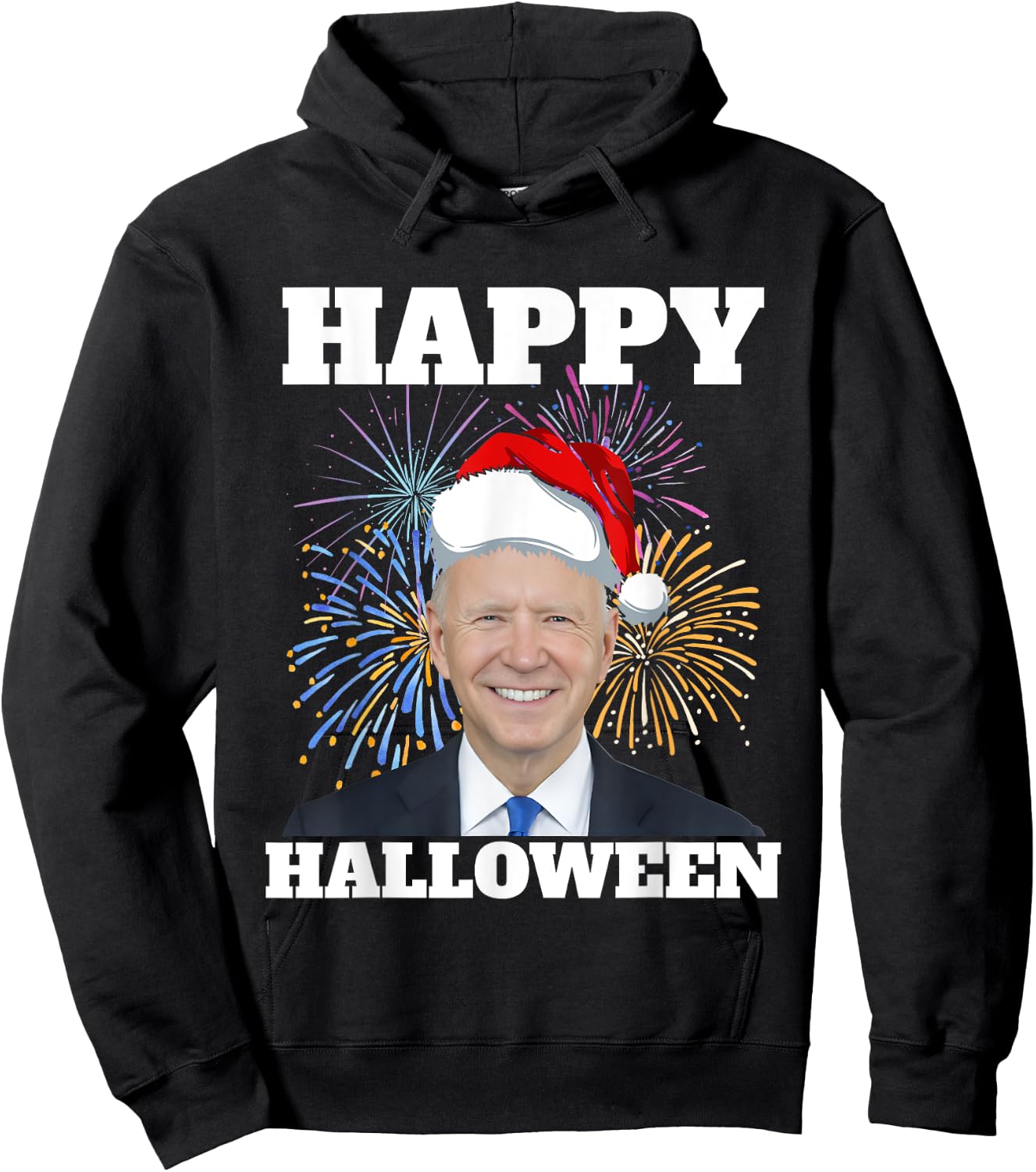 Funny Joe Biden 4th Of July Happy Halloween Firework US Flag Men Hoodie - Hoodie | Black