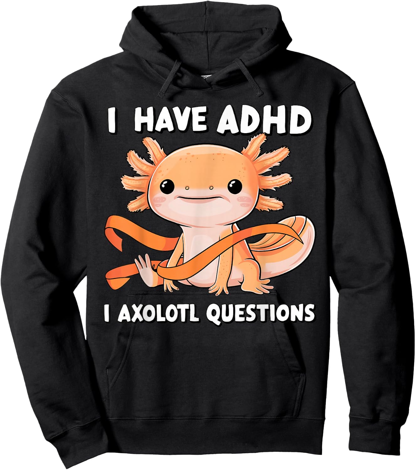 ADHD Neurodiversity Awareness funny Apparel I Have ADHD I Axolotl Question ADHD Awareness Neurodiversity -Kids Black Small Classic Fit Short Sleeve Hoodie - Hoodie | Black