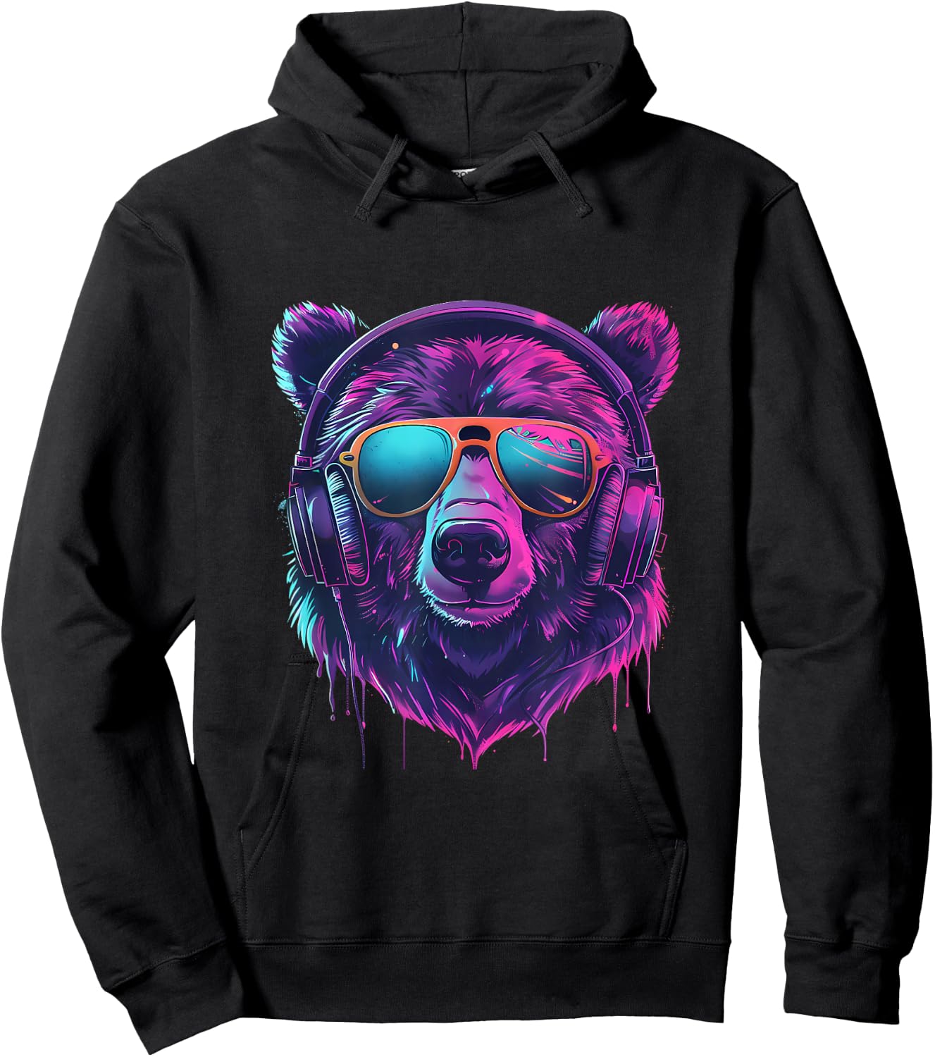 DJ Bear EDM Music Headphones Bear Lover Techno Beatmaker Hoodie - Hoodie | Black