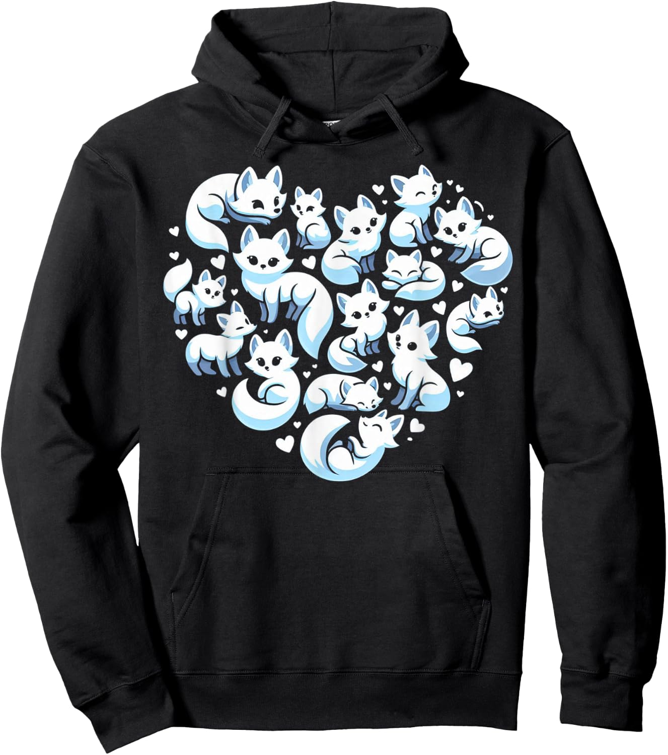 Cute Arctic Foxes Heart Graphic Ice Fox Artic Fox Lover Hoodie - Hoodie | Black