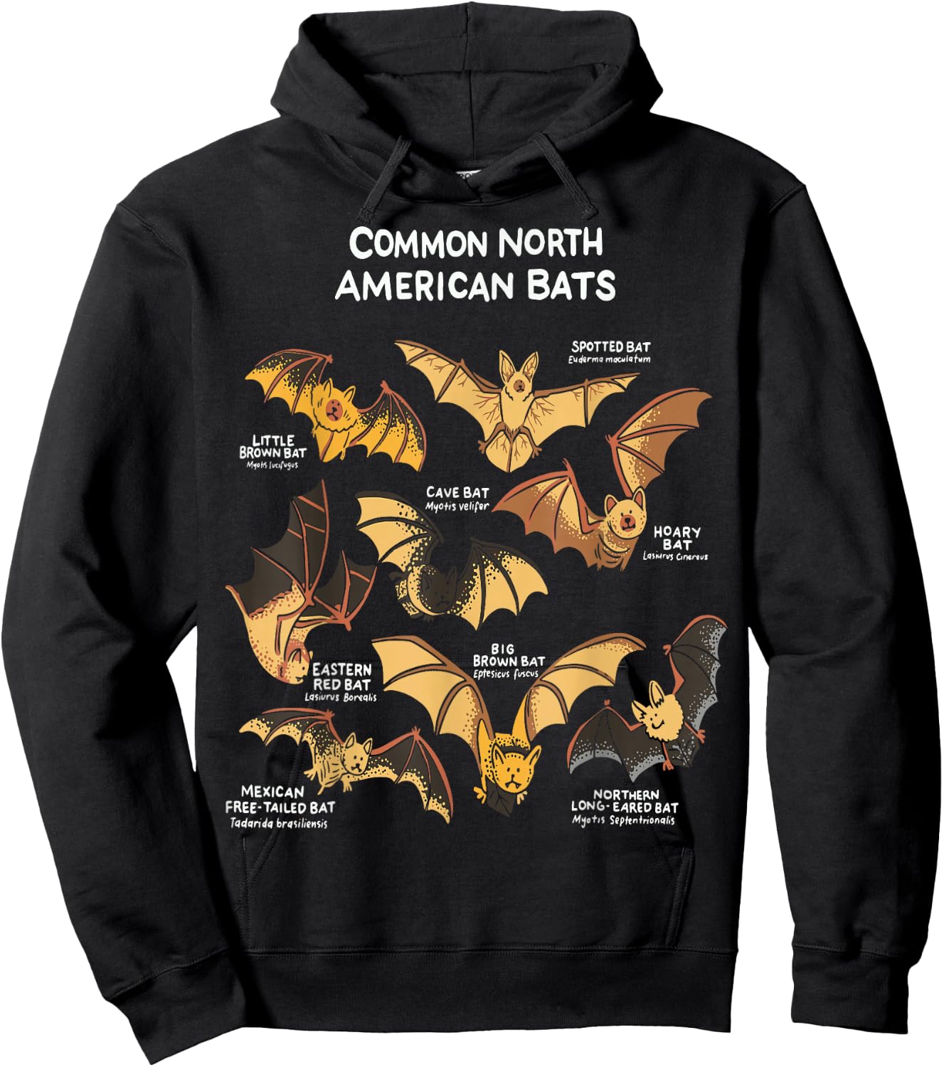 Bats of North America I Megabat I Bloodsucker I Bat Hoodie - Hoodie | Black