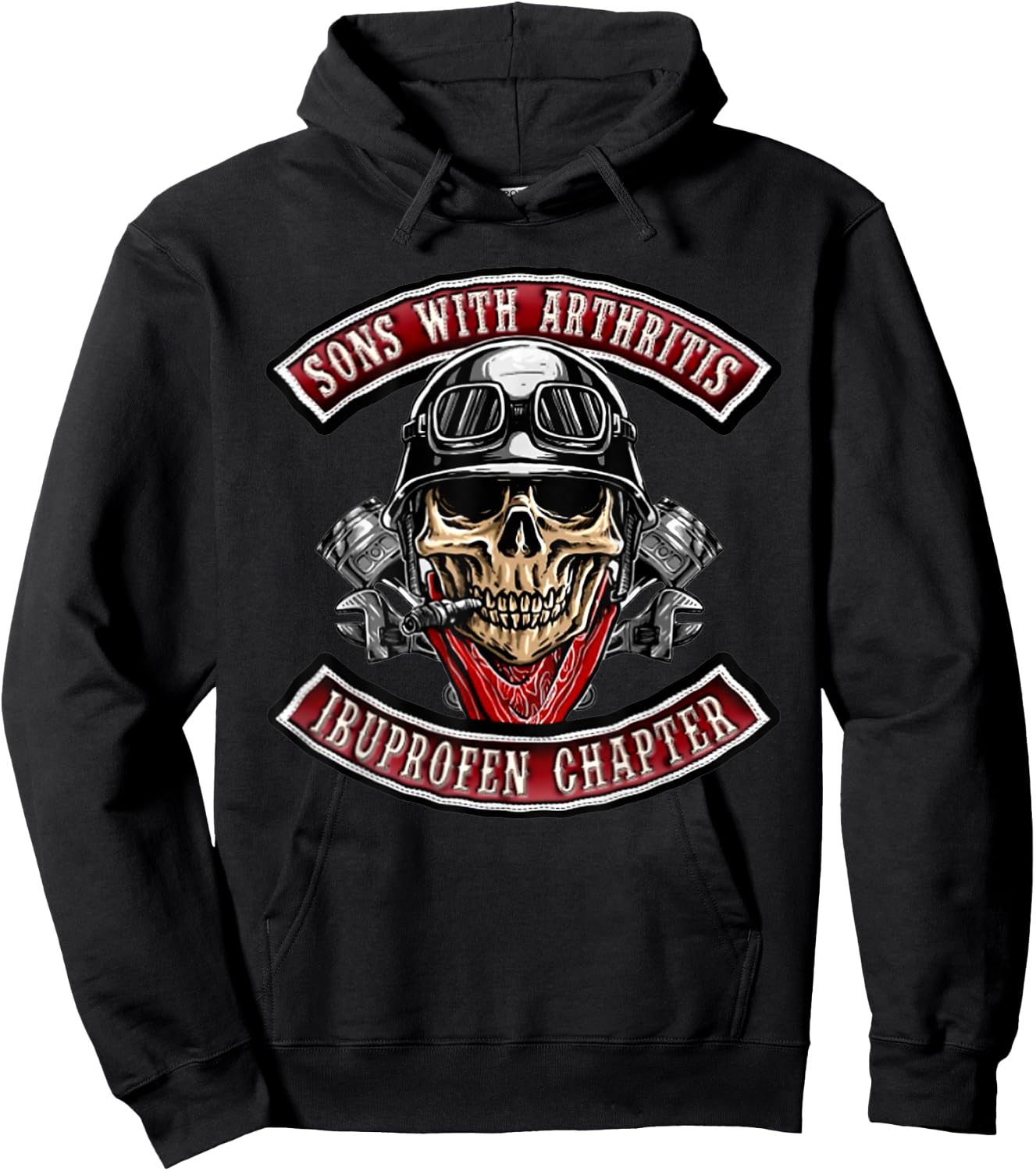 Sons With Arthritis Ibuprofen Chapter Funny Biker Skull Hoodie - Hoodie | Black