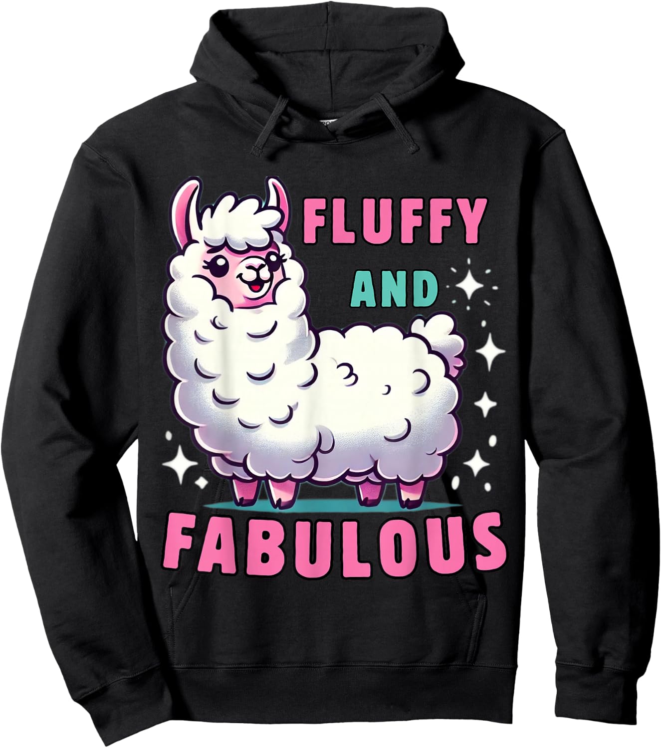 Fluffy and Fabulous Cute Llama for Animal Lovers Hoodie - Hoodie | Black