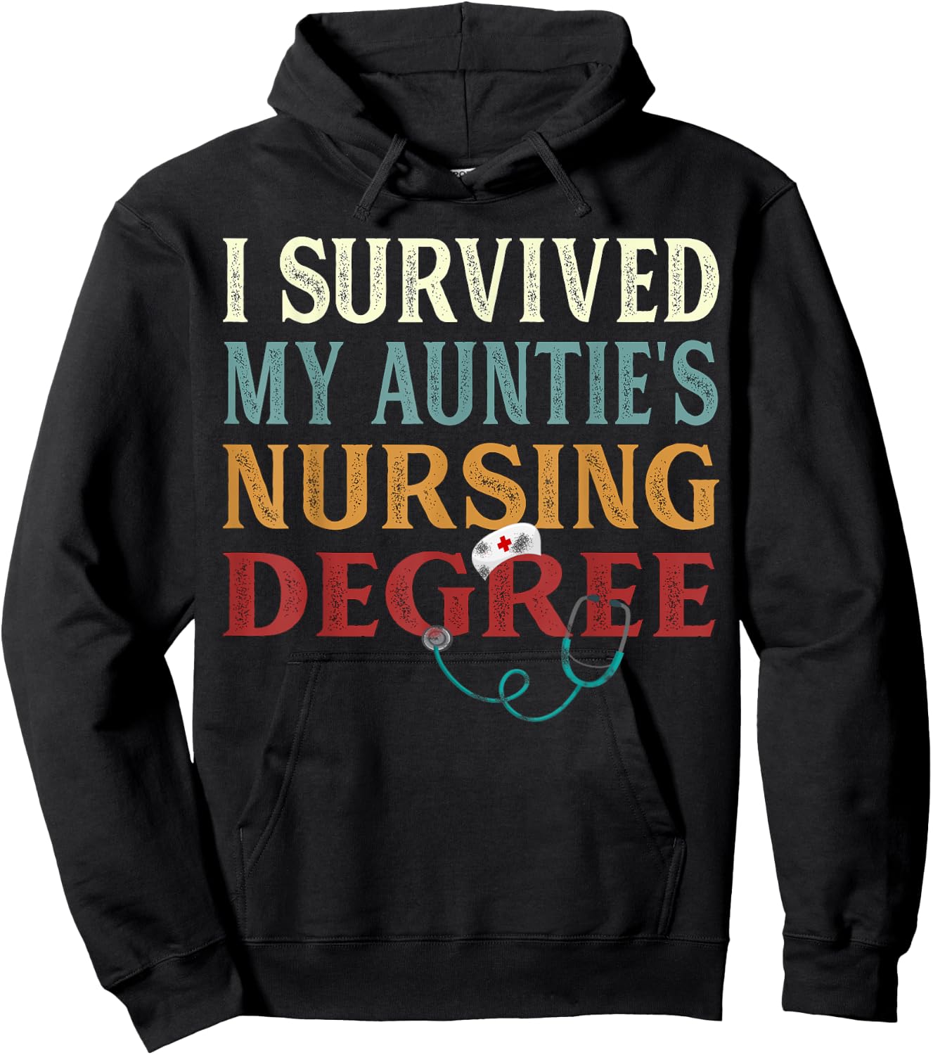 I survived My Auntie's Nursing Degree Graduation Nurse lover Hoodie - Hoodie | Black