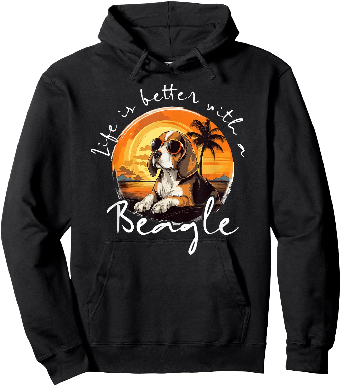 Life is better with a Beagle Vintage funny Dog Beagle Lover Hoodie - Hoodie | Black