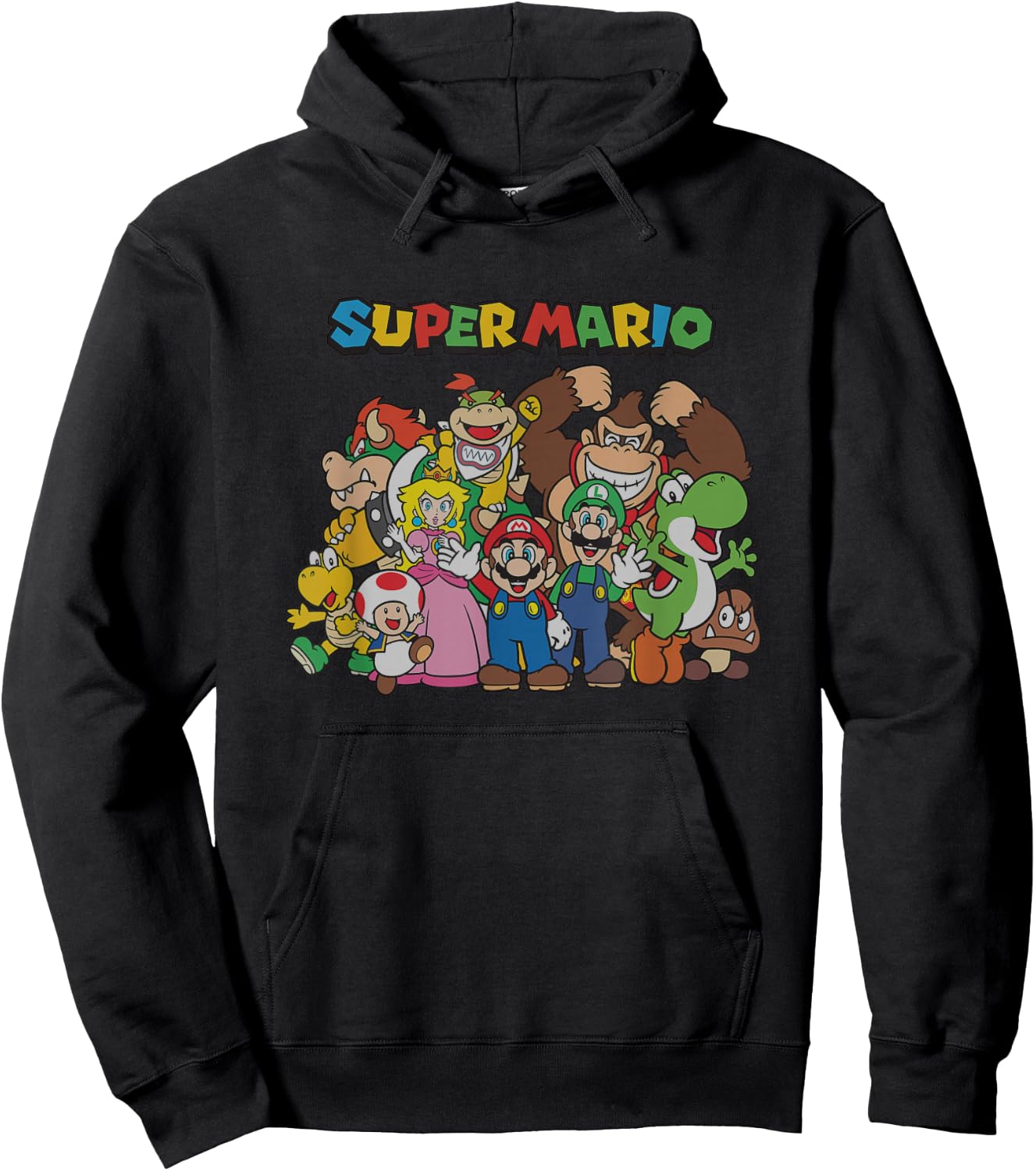Super Mario Classic Character Line Up Group Shot Hoodie - Hoodie | Black