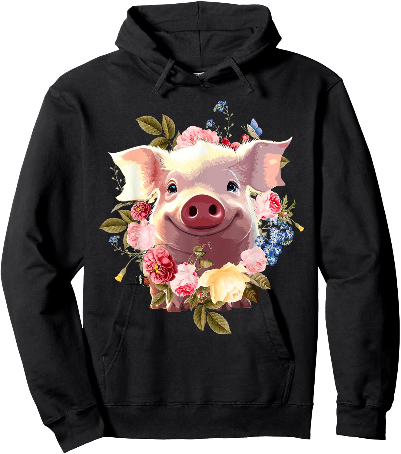 Cute Pig Lover Art Girls Unique Piggy Pig Related Hoodie - Hoodie | Black