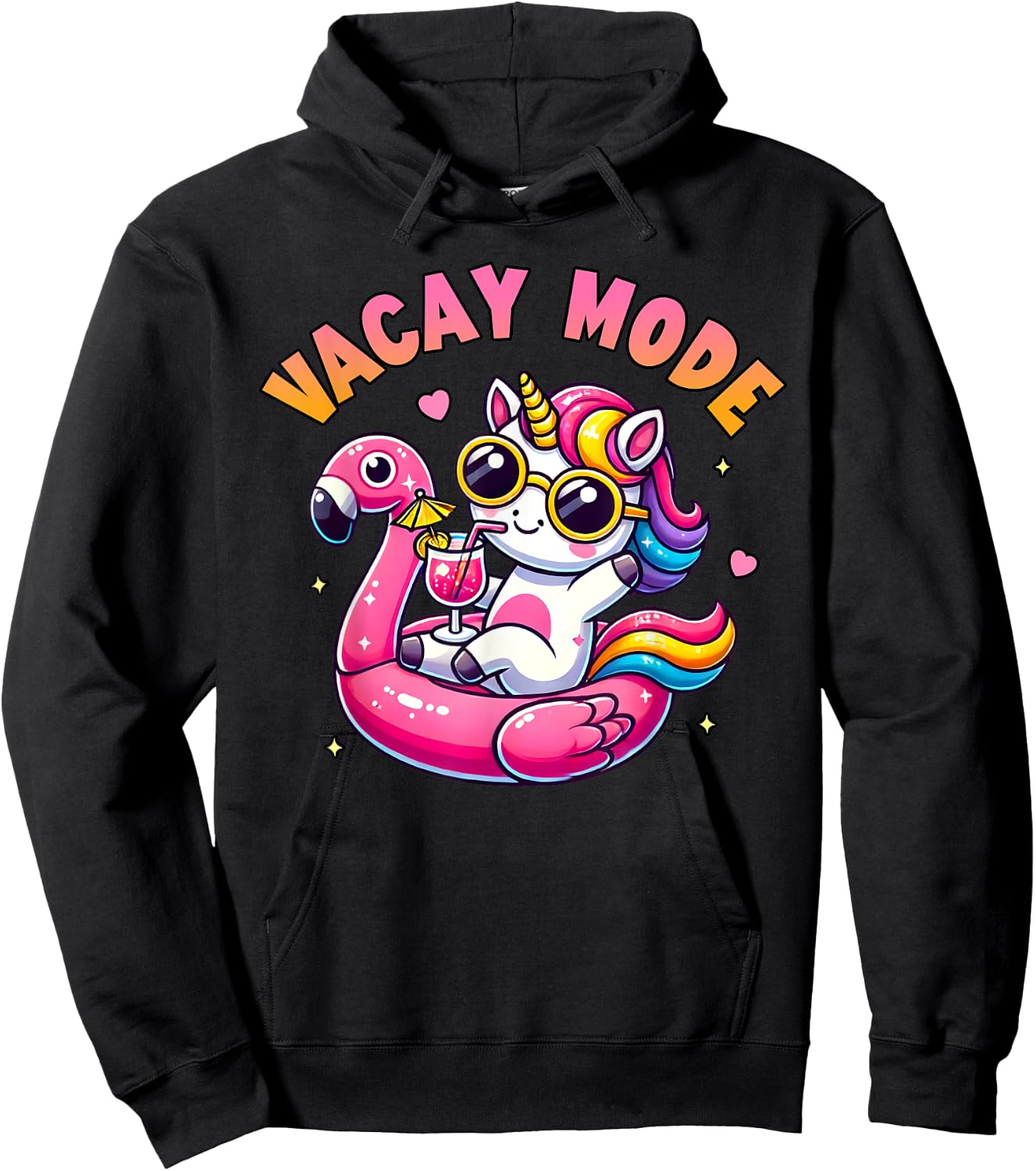 Vacay Mode Cute Unicorn Funny Family Vacation Gift Kids Girl Hoodie - Hoodie | Black