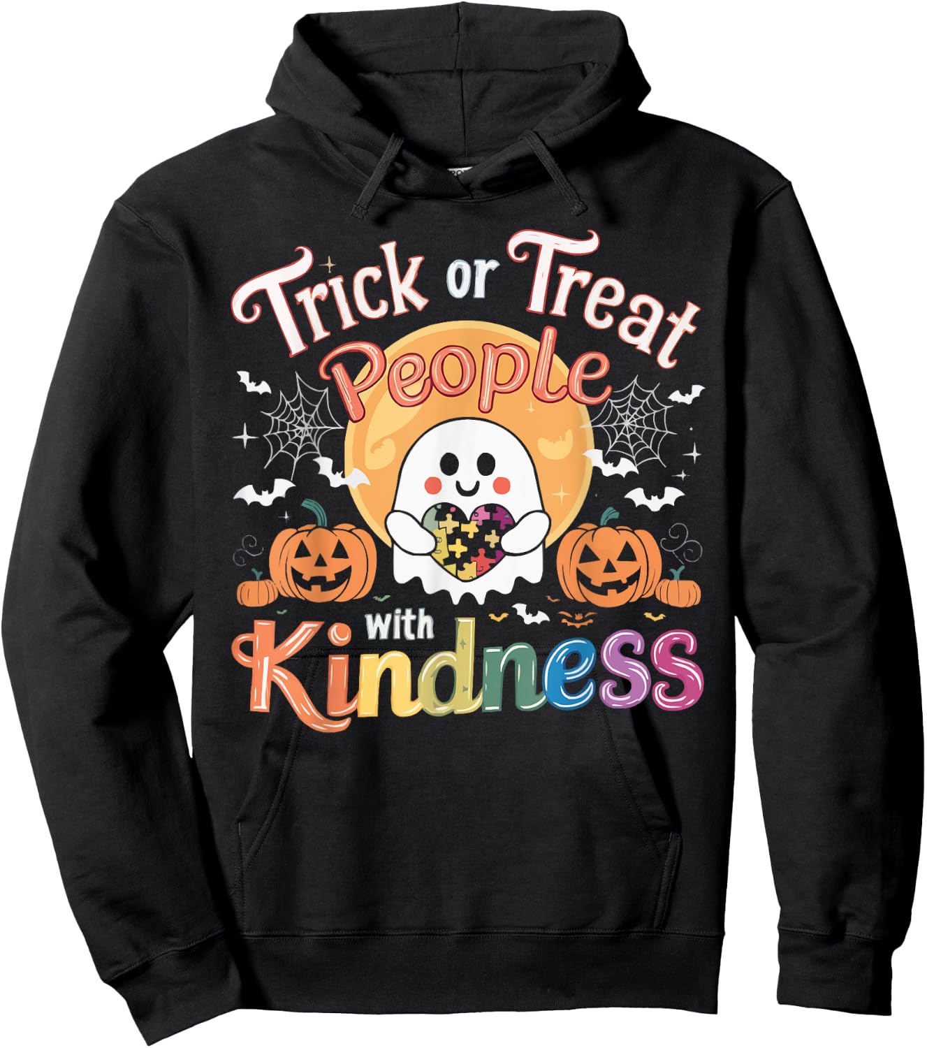 Support Autism Halloween Spooky Autistic Trick Or Treat Hoodie - Hoodie | Black