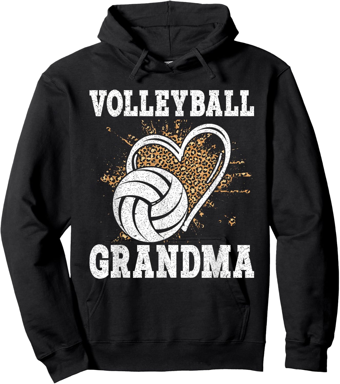 Volleyball Grandma Leopard shirt Funny Volleyball Grandma Hoodie - Hoodie | Black