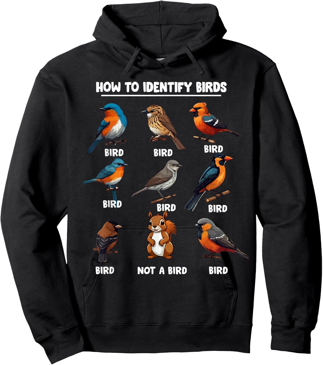 Funny Bird How to Identify Birds - Birds Lovers Watching , Small, Black Hoodie - Hoodie | Black