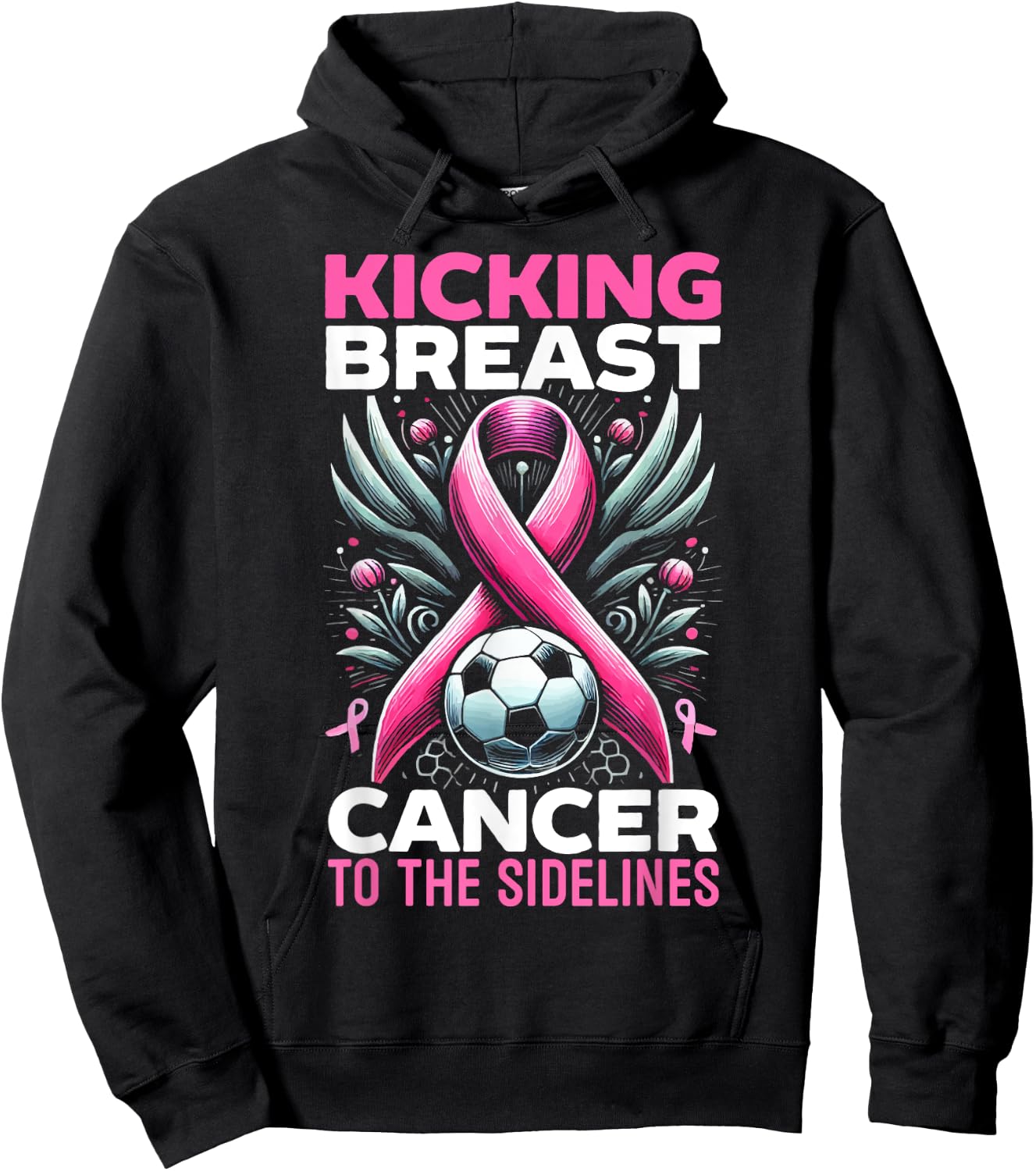 Soccer Breast Cancer Awareness Month Pink Ribbon Hoodie - Hoodie | Black