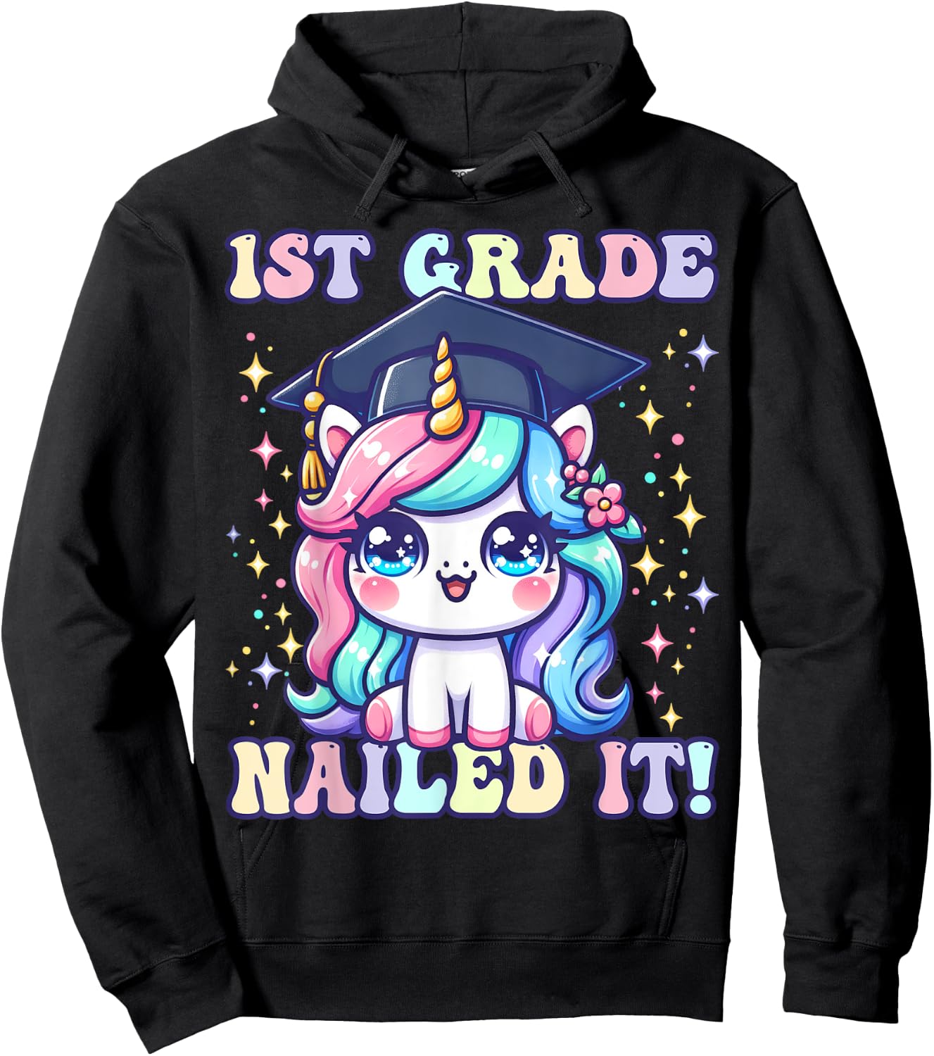 Graduation 1st Grade Unicorn Nailed It Girls Grad Magical Hoodie - Hoodie | Black