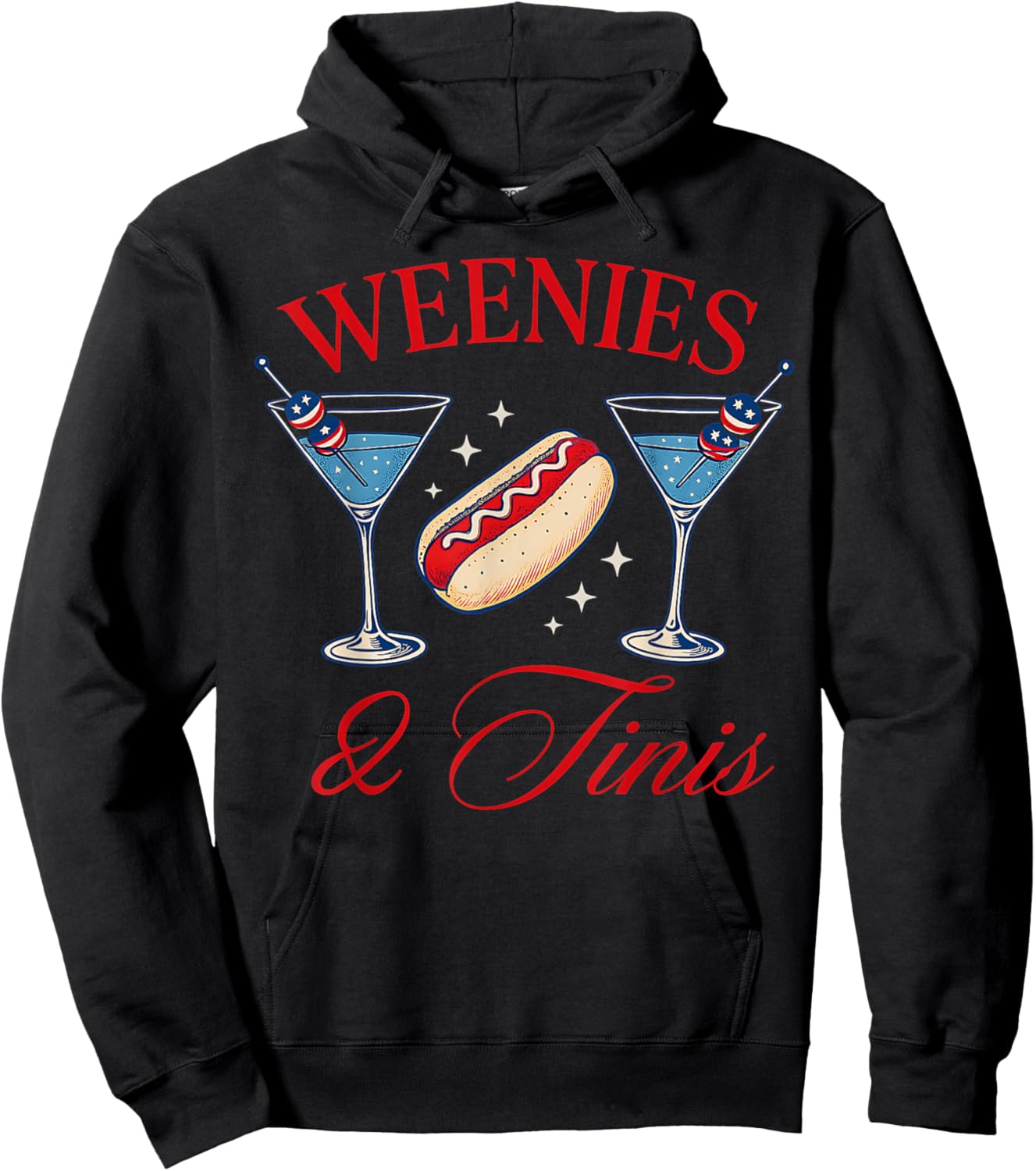 Weenies and Tinis Hot Dogs With Martini Cocktail Party Hoodie - Hoodie | Black