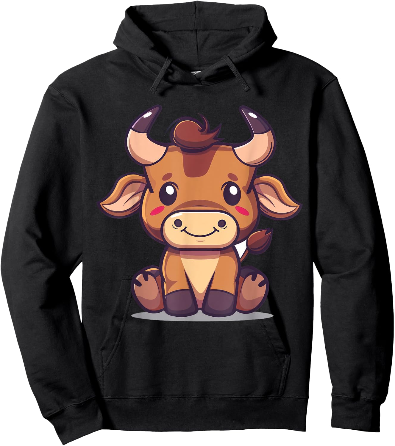 Bull Cartoon Artwork | Sweet bull Hoodie - Hoodie | Black