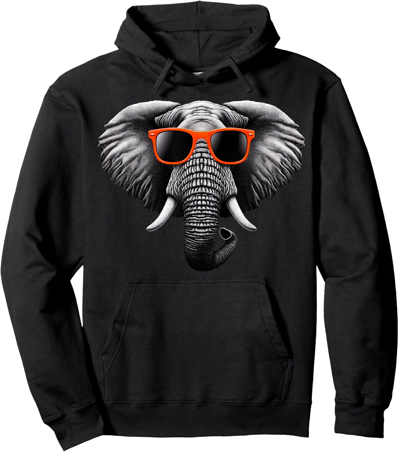 Cool Elephant Wearing Sunglasses Graphic Art Hoodie - Hoodie | Black