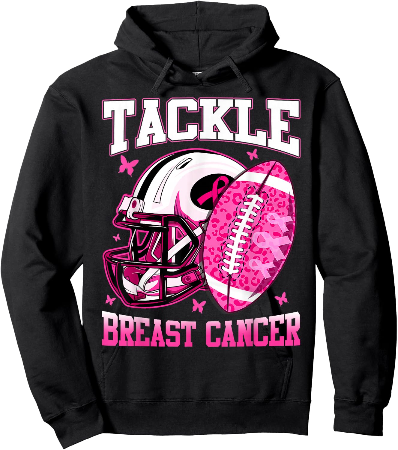 Tackle Breast Cancer Awareness Fighting American Football Hoodie - Hoodie | Black