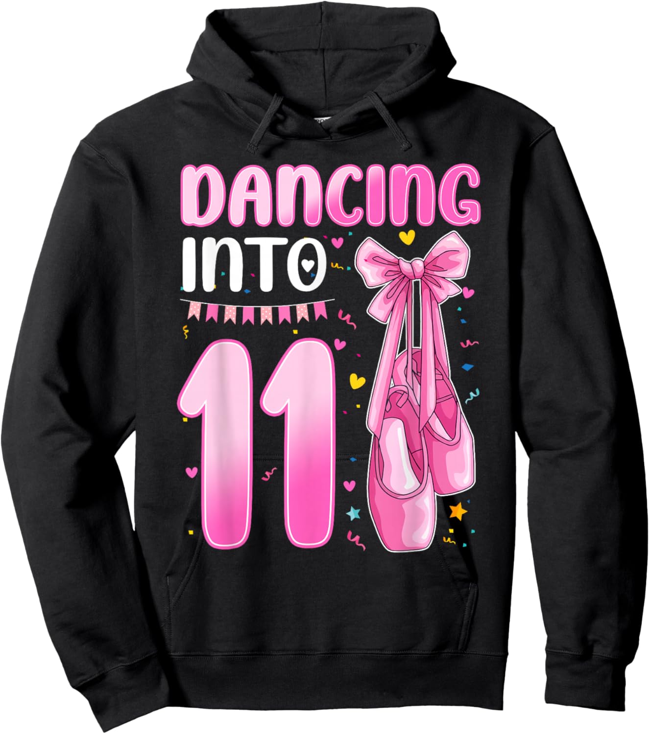 Dancing Into 11 Years Old 11th Birthday Ballet Girl Party Hoodie - Hoodie | Black