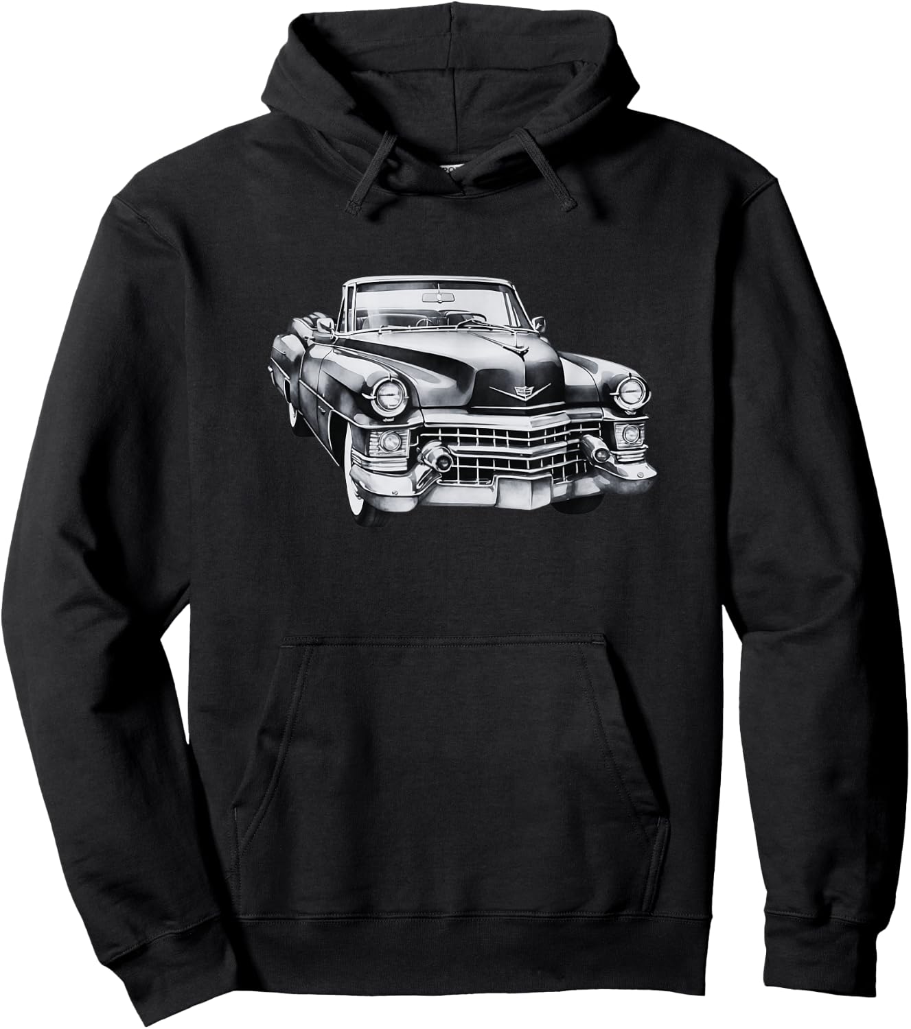 Cadillac Classic | Vintage | Black & White Hoodie - Hoodie | Black