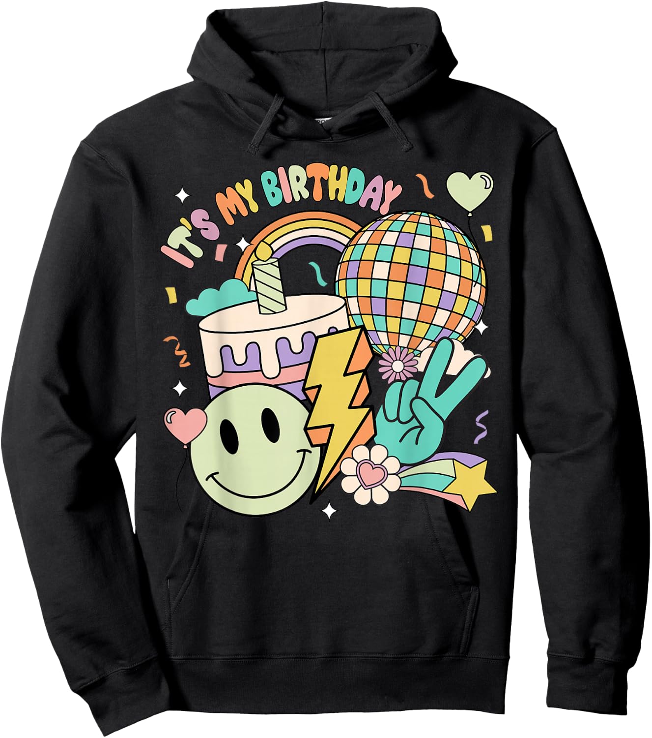 Its My Birthday Shirt Groovy Birthday Women Teens Girls Hoodie - Hoodie | Black